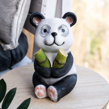 etc-shop Gartenleuchte, LED Außen Solar Leuchte Panda sitzend schwarz-weiß Garten Figur Lampe