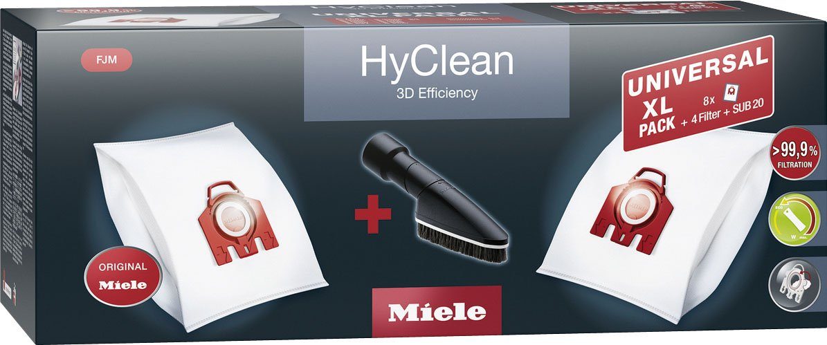 passend Pack, Miele HyClean FJM, 3D Staubsaugerbeutel Efficiency 8er- XL-Pack für Miele