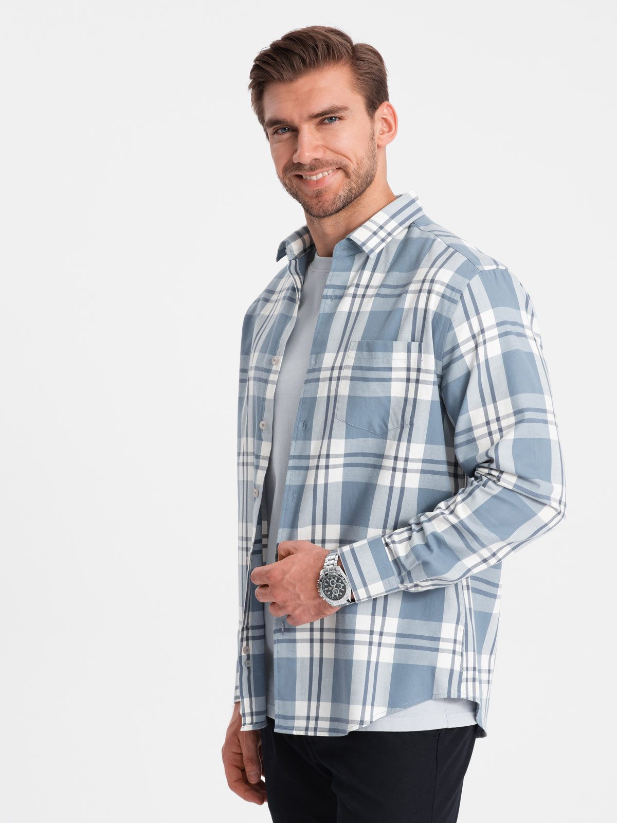 OMBRE Flanellhemd Klassisches Herrenhemd aus kariertem günstig online kaufen