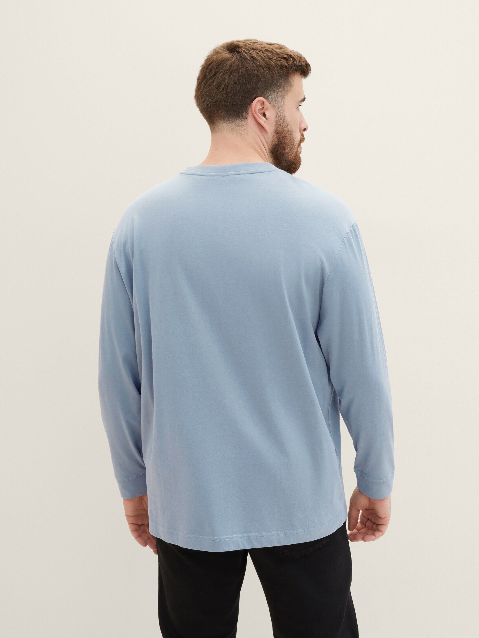 TOM TAILOR PLUS Plus T-Shirt mint Bio-Baumwolle Langarmshirt grey mit 