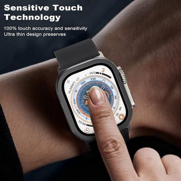 SmartUP Smartwatch-Hülle 2X Schutzglas für Apple Watch Ultra 2 / Ultra 49mm Titan Panzerfolie, Displayschutzglas