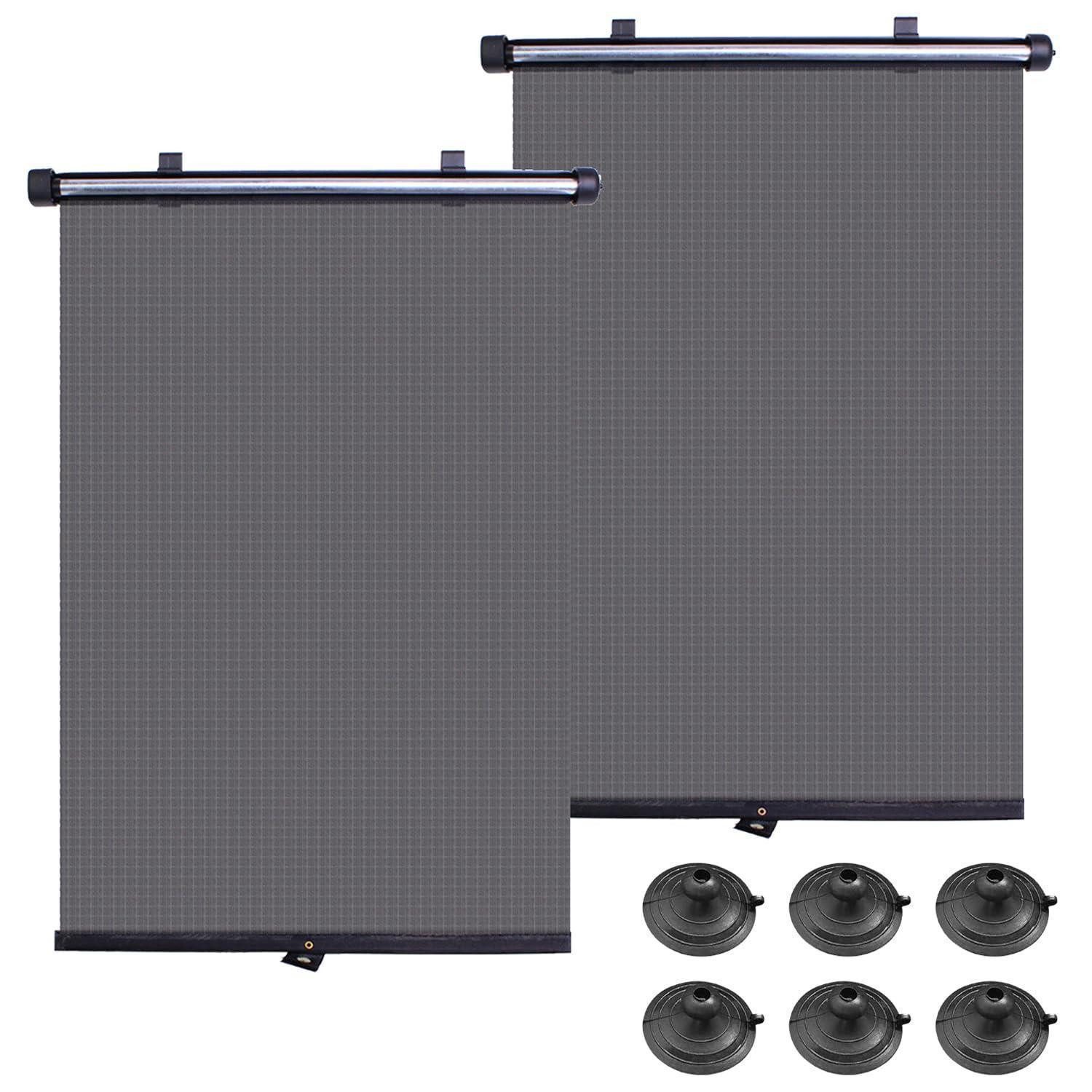 LuxusKollektion Autosonnenschutz Sonnenschutzrollo Auto 2er Set einziehbar 40x45 cm Saugnäpfe