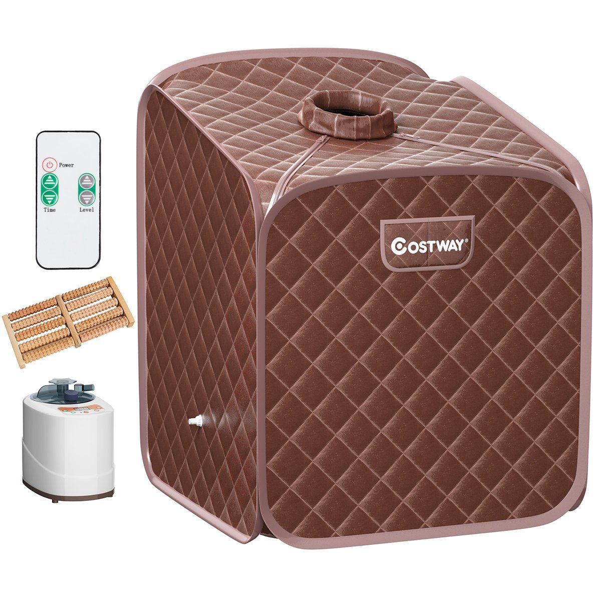 COSTWAY Sauna 2L Dampfsauna, 1000W, mit Sitz