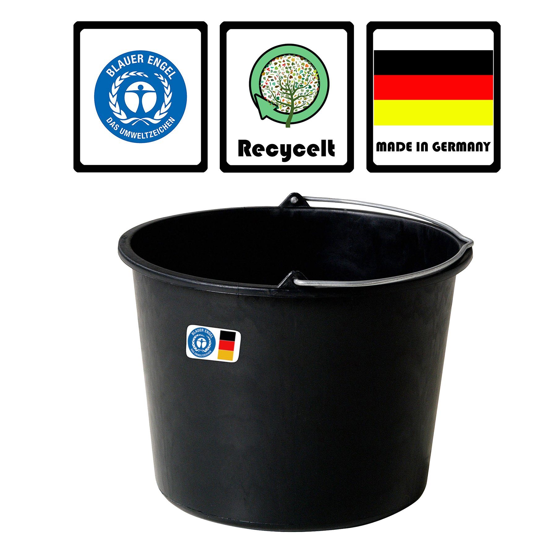 Thumbnail - BigDean Mörtelkübel 2x Baueimer 12l Stabiler Garten Mörtel Beton Eimer Made in Germany, (2-tlg)