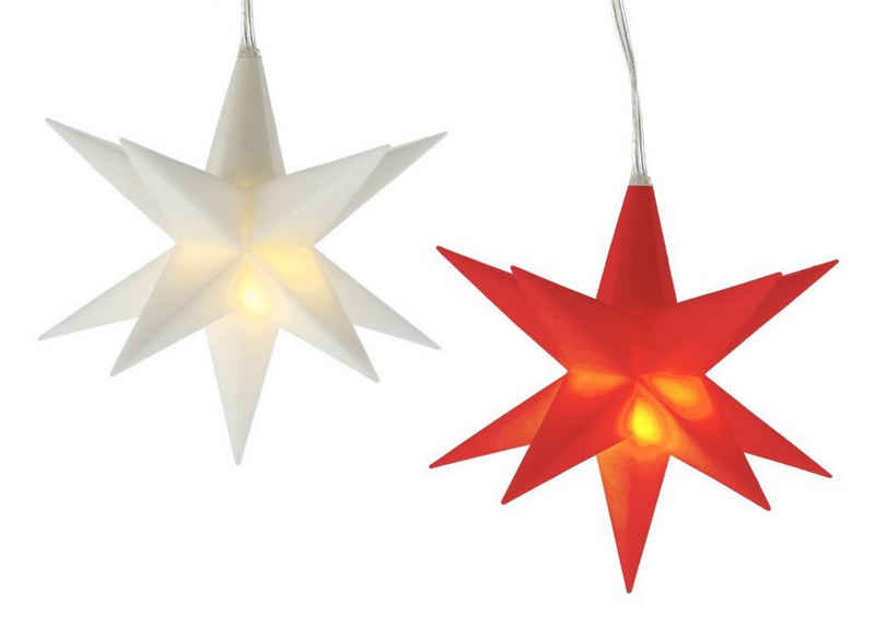 Meinposten Fensterdekoration »Weihnachtsstern Stern Deko Weihnachtsbeleuchtung Batterie Timer weiß oder rot Ø 11 cm«, Beleuchteter 3D Stern mit 2 warmweißen LED's.