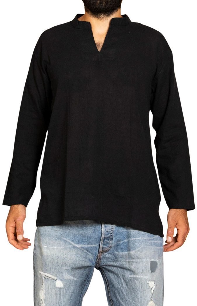 PANASIAM Langarmhemd oder Kurzarm Fischerhemd aus Baumwolle Herren dünnes Sommerhemd Fisherman Shirt angenehm leicht und bequem bis Gr. 3XL