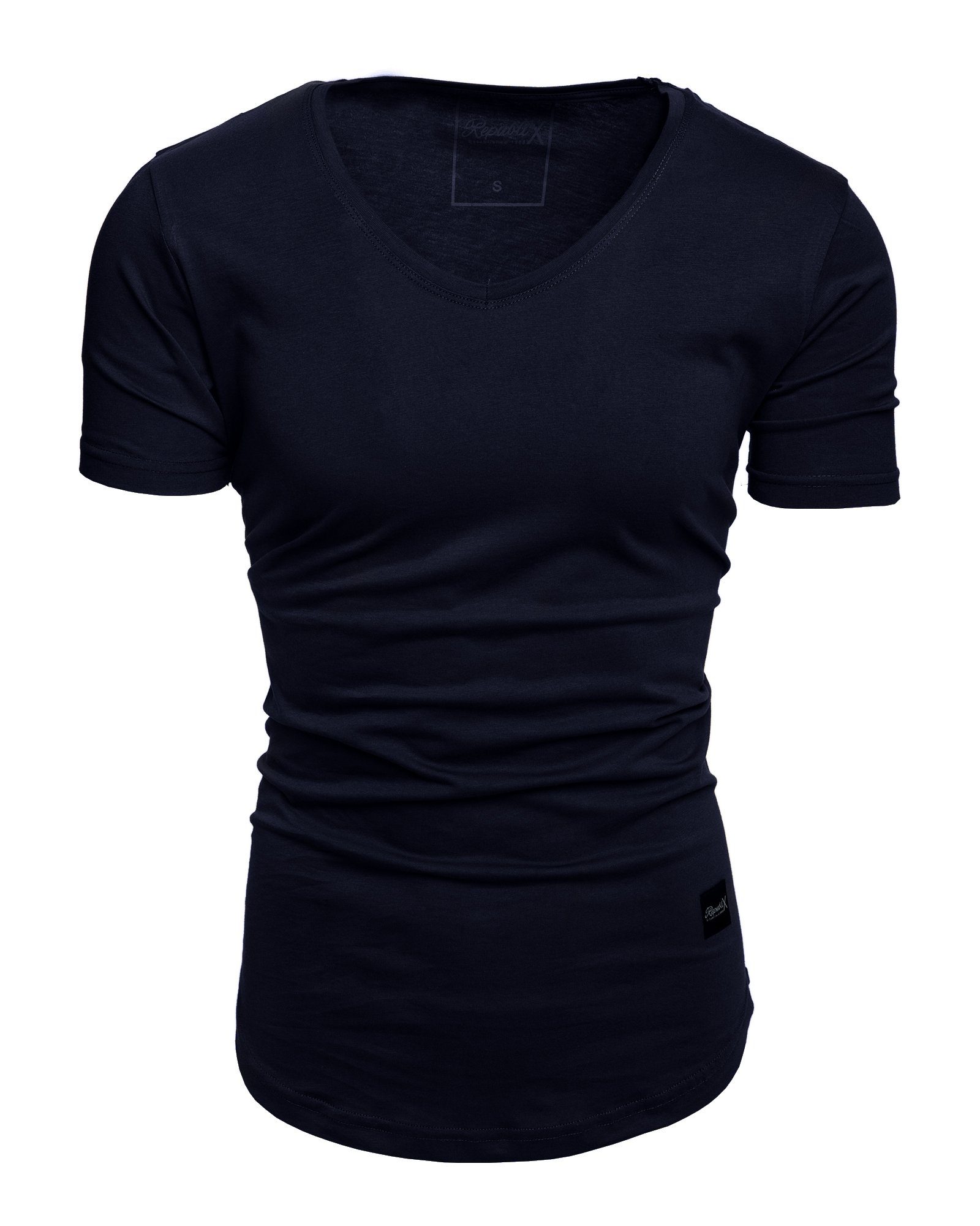 REPUBLIX T-Shirt BRANDON Herren Oversize Basic Shirt mit V-Ausschnitt Navyblau