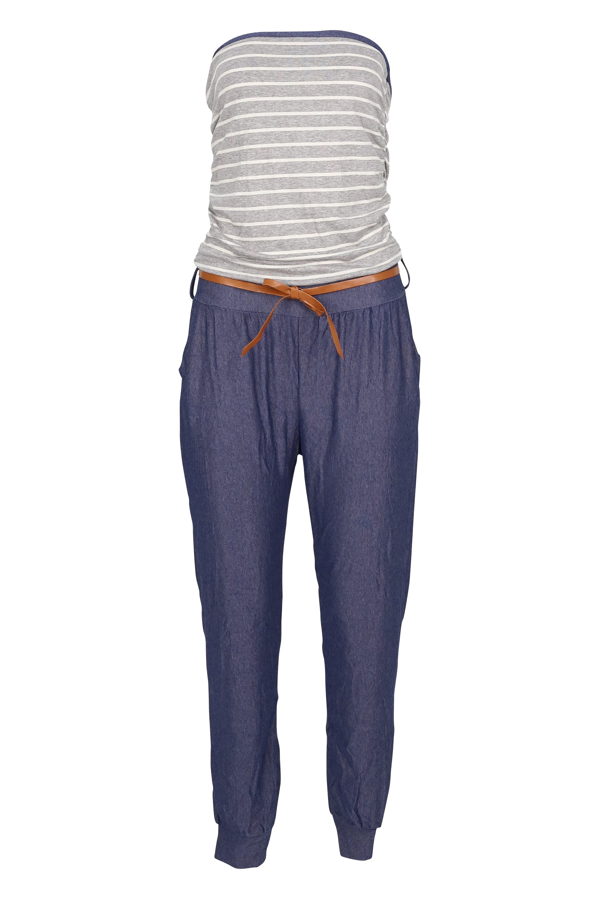malito more than fashion Jumpsuit malito Damen Einteiler im Marine Design, Overall mit Gürtel, Jumpsui Marine Design Einheitsgröße – Bild 4 von 5