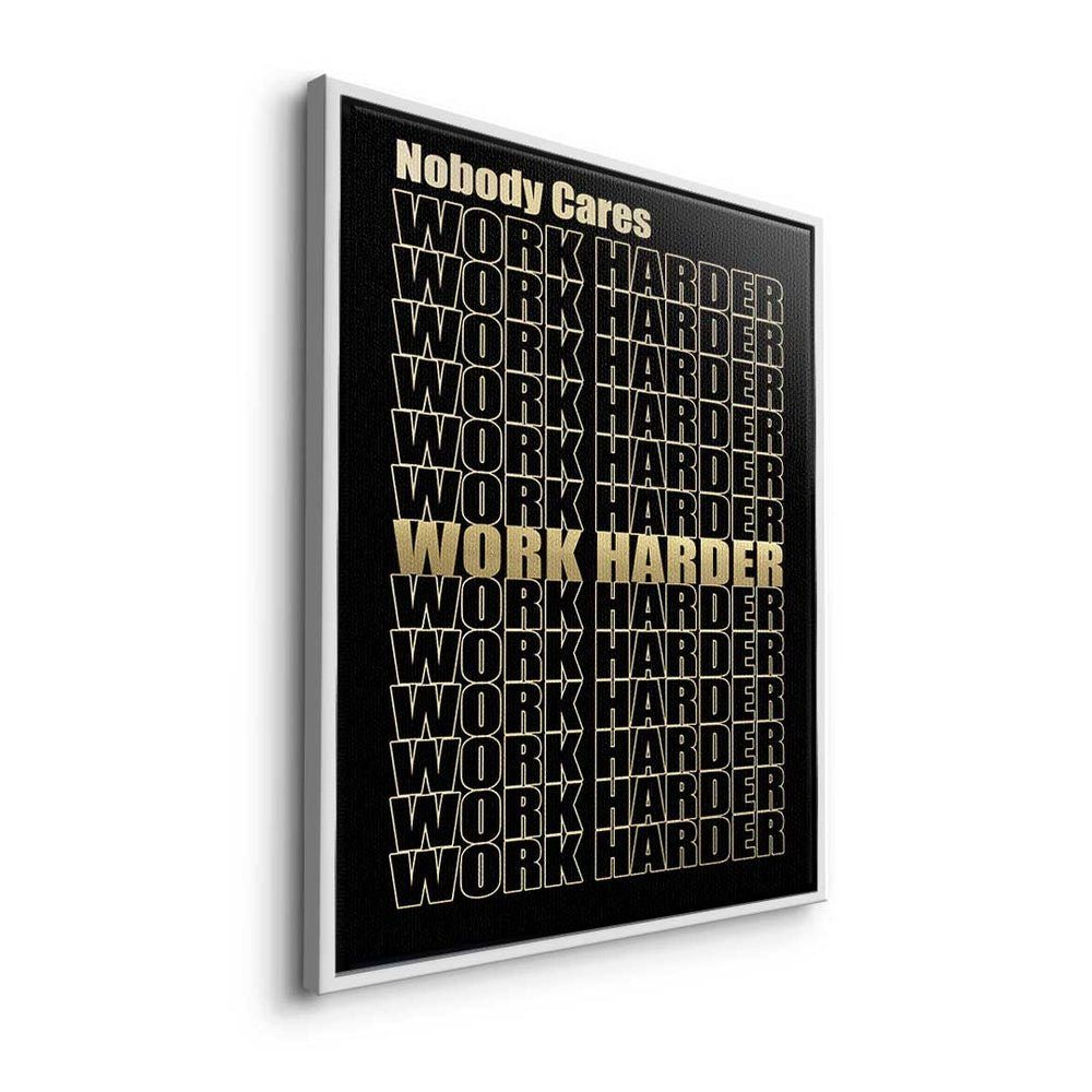 Erfolg DOTCOMCANVAS® goldener Leinwandbild Gold - Leinwandbild, Motivationsspruch Rahmen Harder Work - - Premium