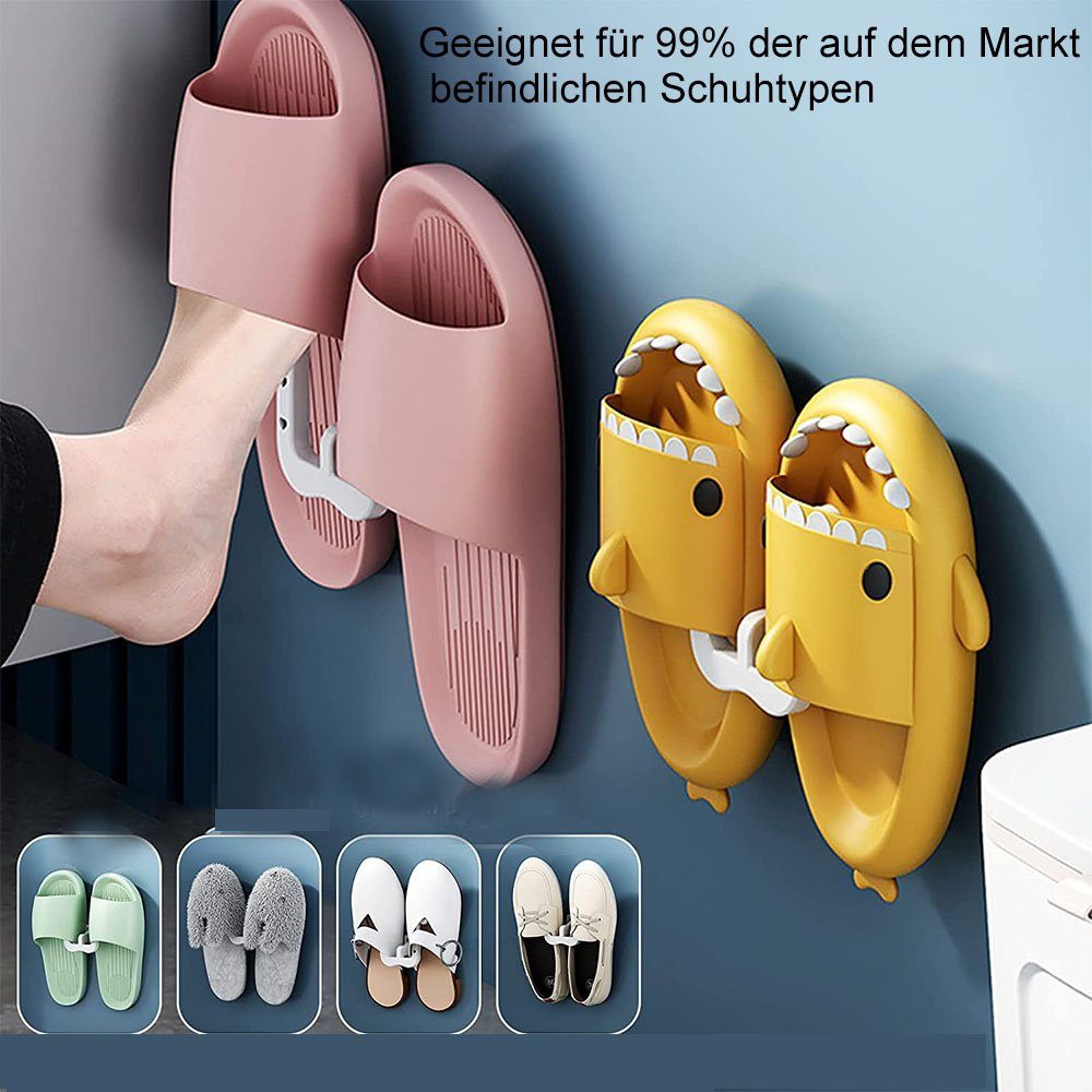NUODWELL Zahnputzbecher Multifunktional Hänge PCS Badezimmer Hausschuh-Regal, 6 Weiß Schuhregal Wand
