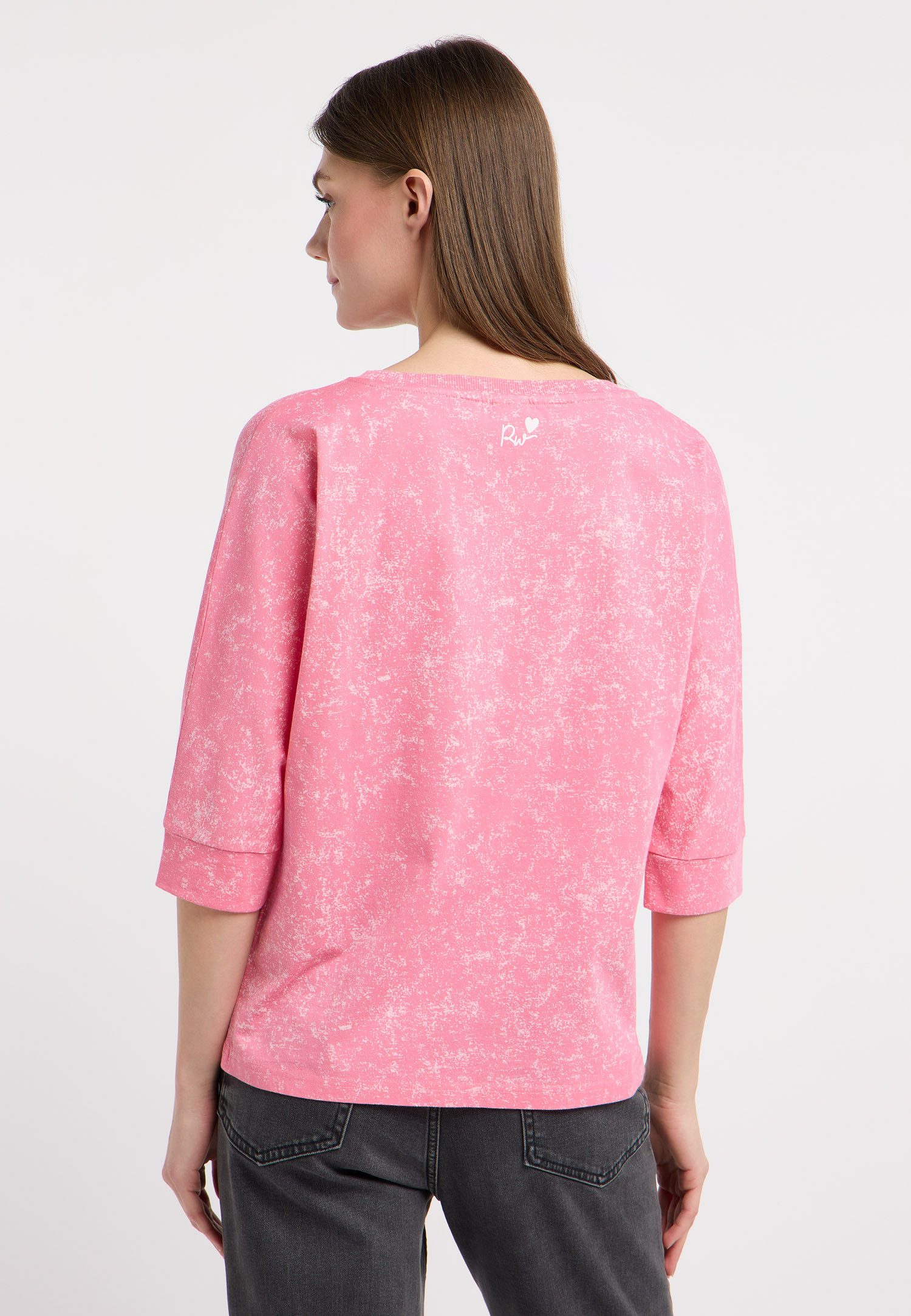 Ragwear 3/4-Arm-Shirt SHIMONA PRINT Bequemer Fit mit Herz-Print und ausgewaschener Optik