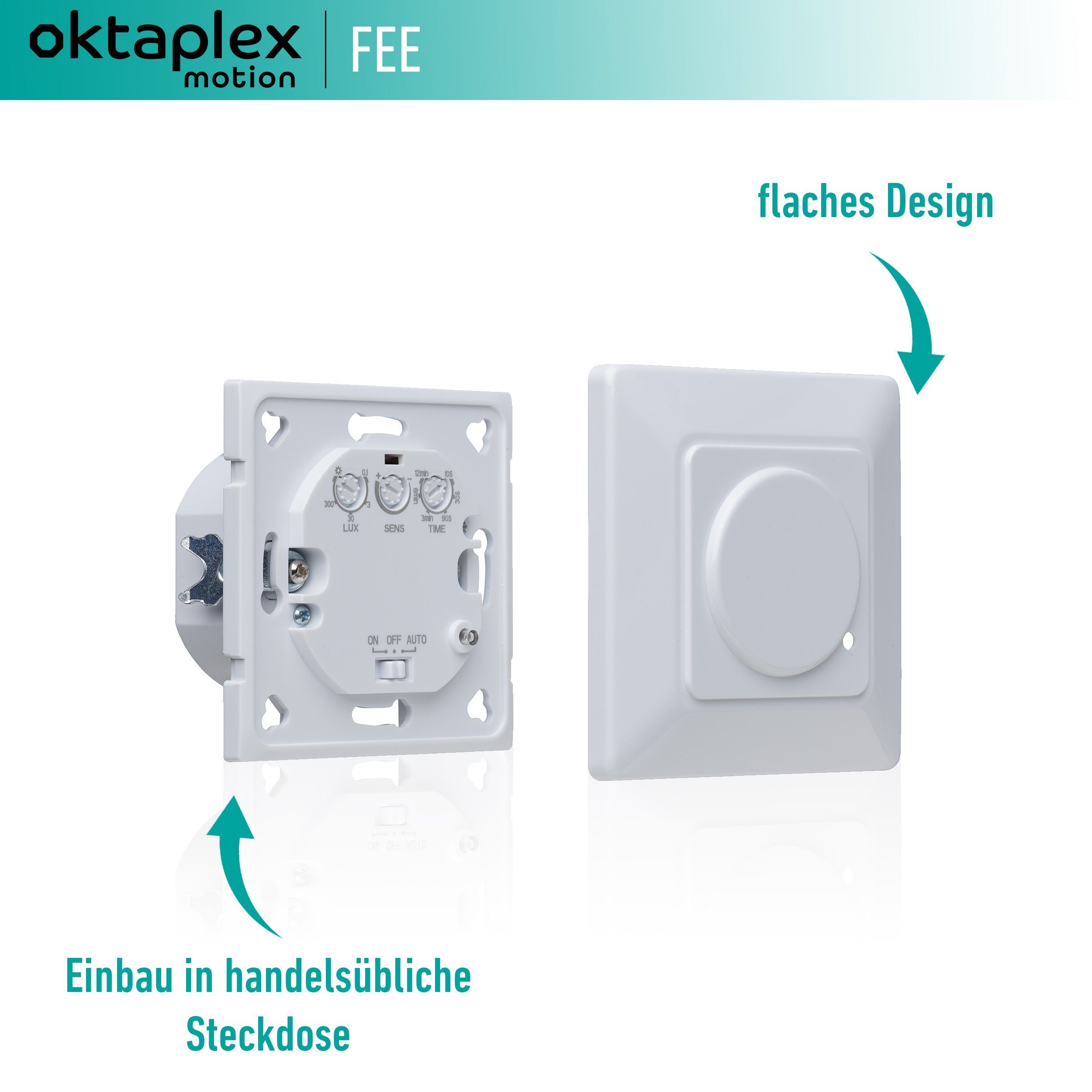 Oktaplex motion Bewegungsmelder Innen 15m/180° Unterputz 68mm Innen Hohlraumdose Reichweite weiß Sensor, HF