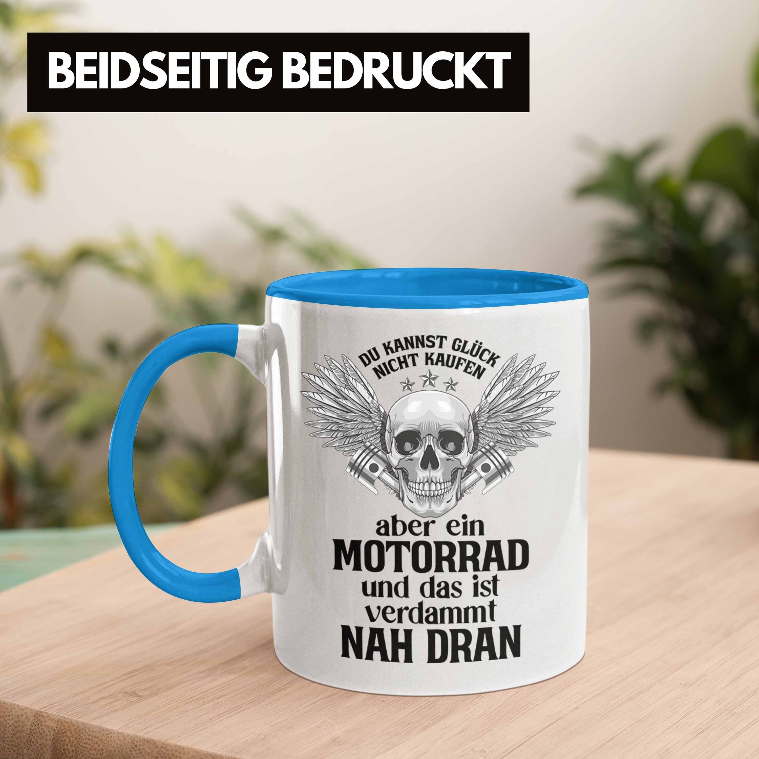 Tasse für Trendation Blau Spruch - Herren für Biker Motorrad Geschenk Männer Tasse Trendation Kaffeetasse Motorradfahrer