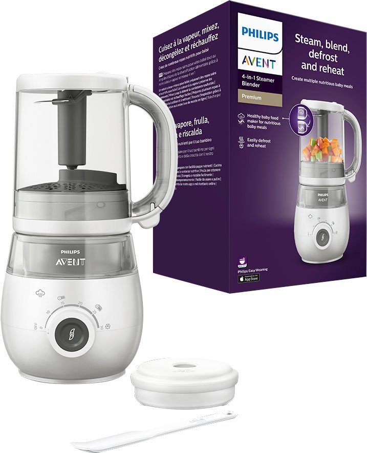 Philips AVENT Babynahrungszubereiter, 400 W, 4-in-1 Funktion, Dampfgaren, Mixen, Auftauen Aufwärmen grau|weiß
