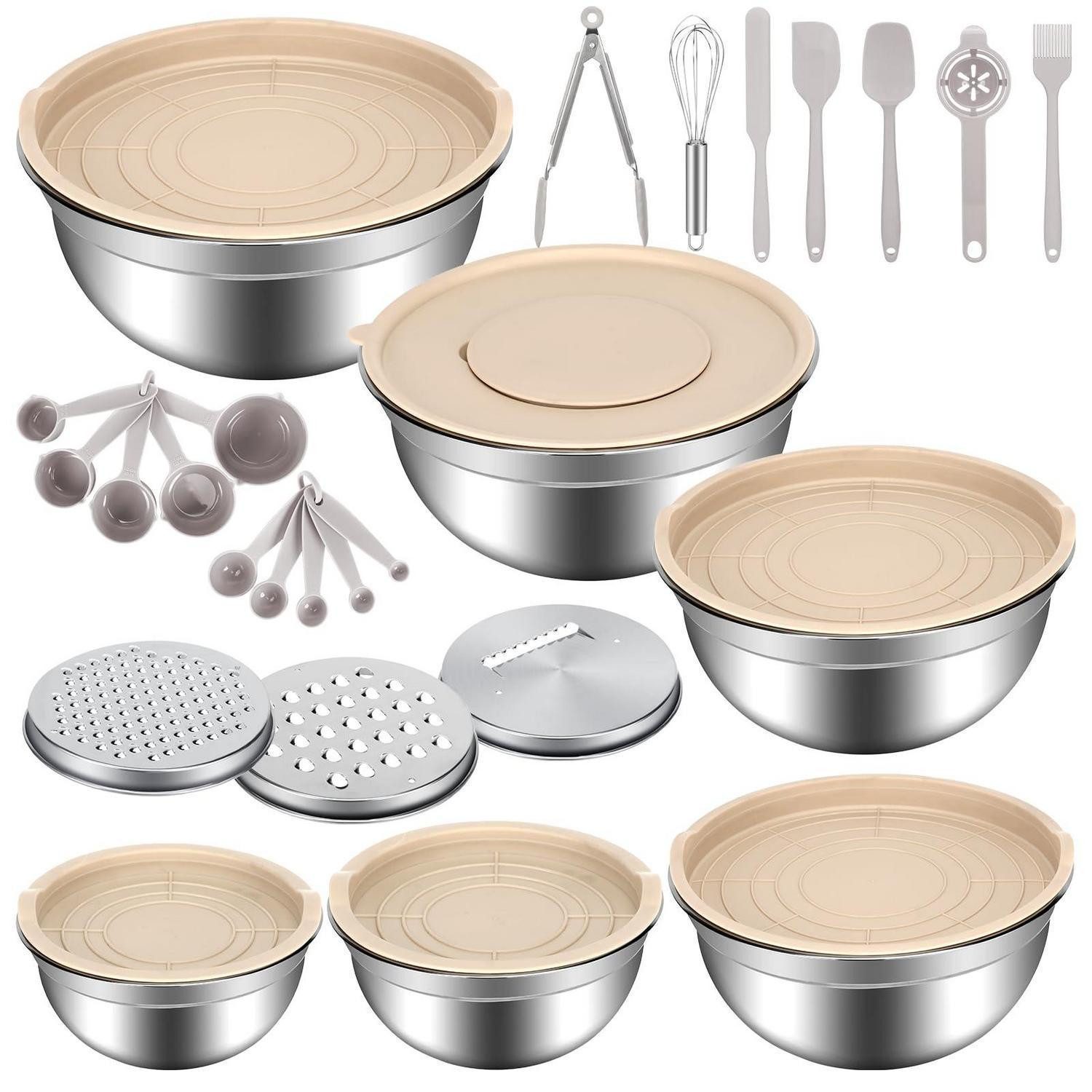 LuxusKollektion Rührschüssel Rührschüssel Set mit Deckel 6er, Metall