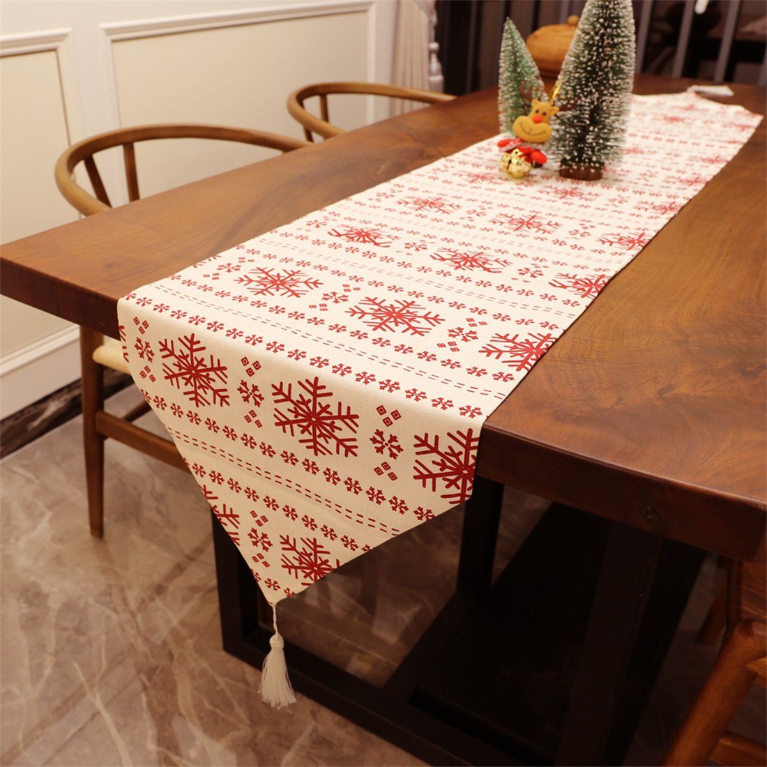 Schneeflocke Tischläufer Tischläufer druckenTabelle,festliche Leinwand Weihnachten DÖRÖY