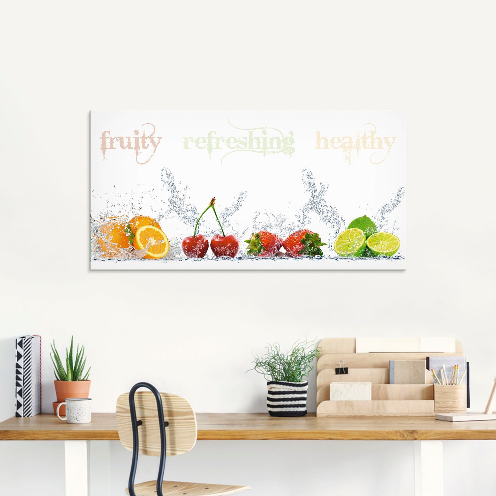 Artland Glasbild Fruchtig erfrischend gesund Fruchtmix, Lebensmittel (1 St), in verschiedenen Größen