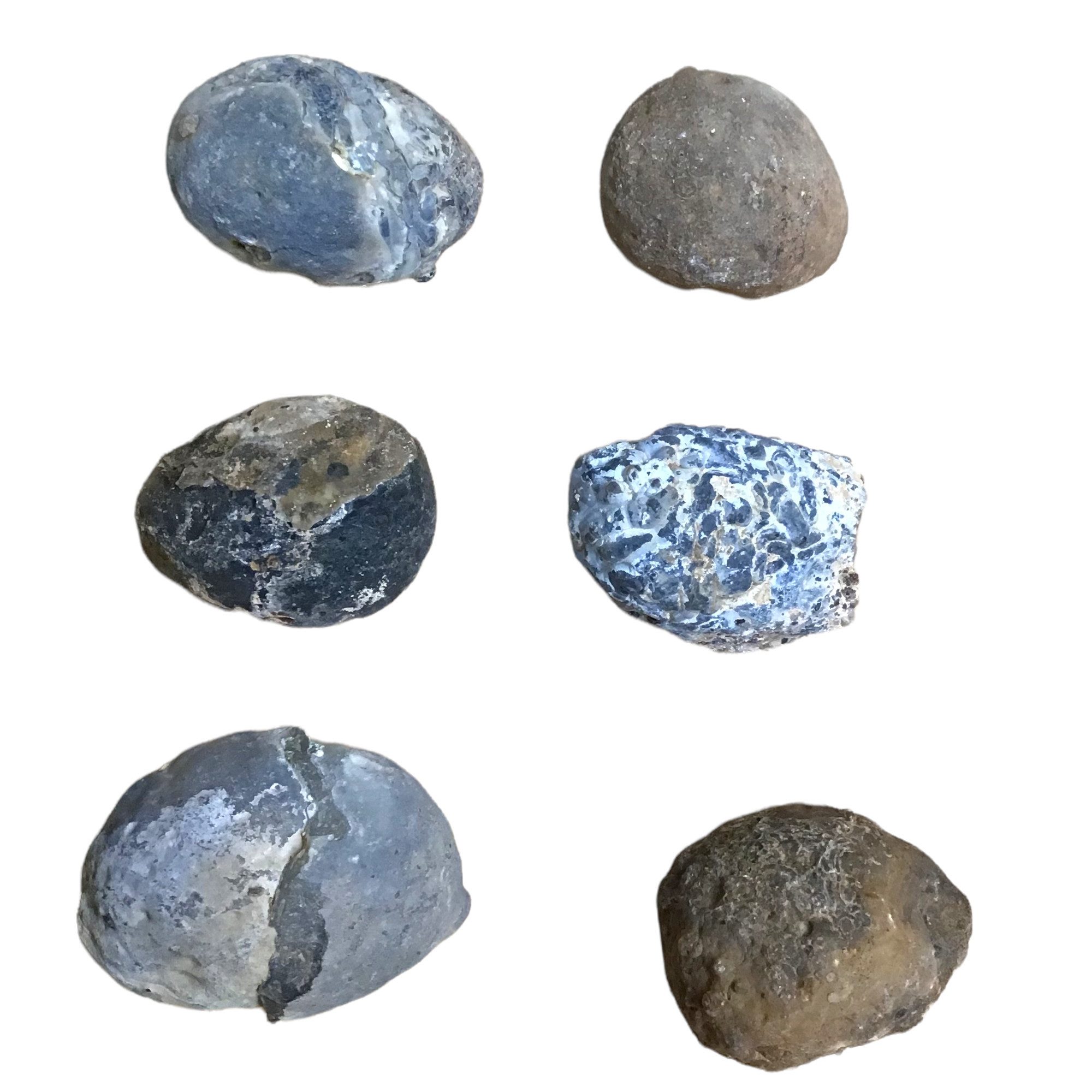 Steinfixx® Mineralstein 6 Stück Nussgeoden I Occos, Achat Geoden I geschlossen, Brasilien, (mit Anleitung, 1-St., herrlicher Partyspass), Glücksgeoden