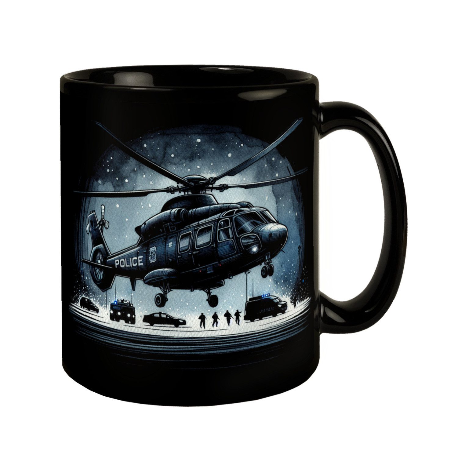 Tasse Polizeihubschrauber Tasse in Schwarz