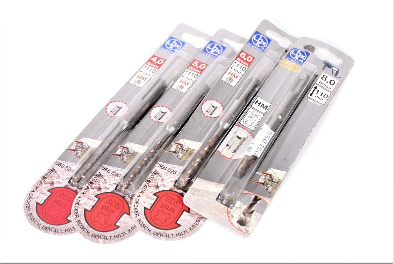 Lux Bohrersatz LUX Hammerbohrer ø4,5,6,8 mm Set 4-teilig HM SDSplus Steinbohrer…