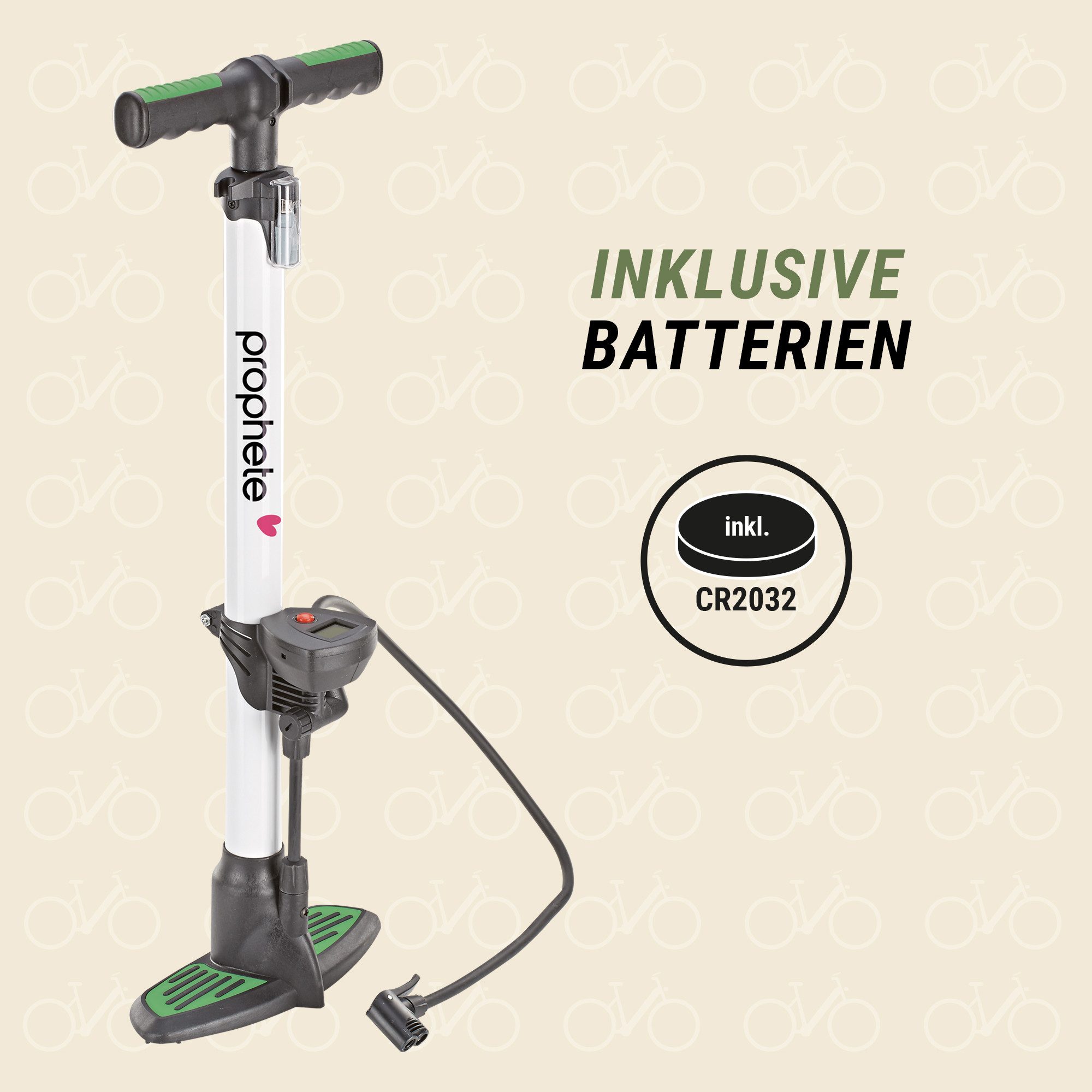 Prophete Standpumpe Alu-Fußstandpumpe m. digitalem Manometer