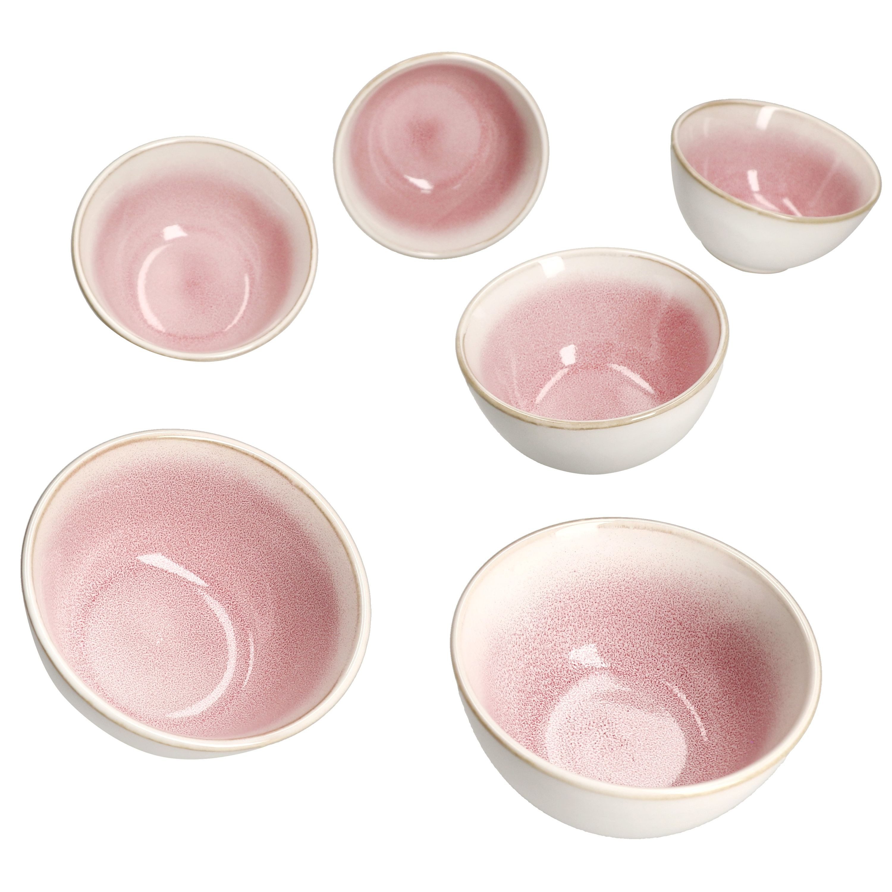 MamboCat Dessertschale 6er Set Reactive Glaze Paris Schale 150ml Pink Schälchen Dessert, Steingut