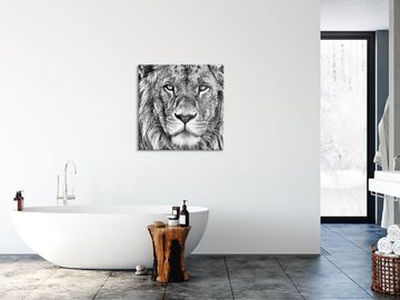 Pixxprint Glasbild bildschöner Löwe, bildschöner Löwe (1 St), Glasbild aus Echtglas, inkl. Aufhängungen und Abstandshalter