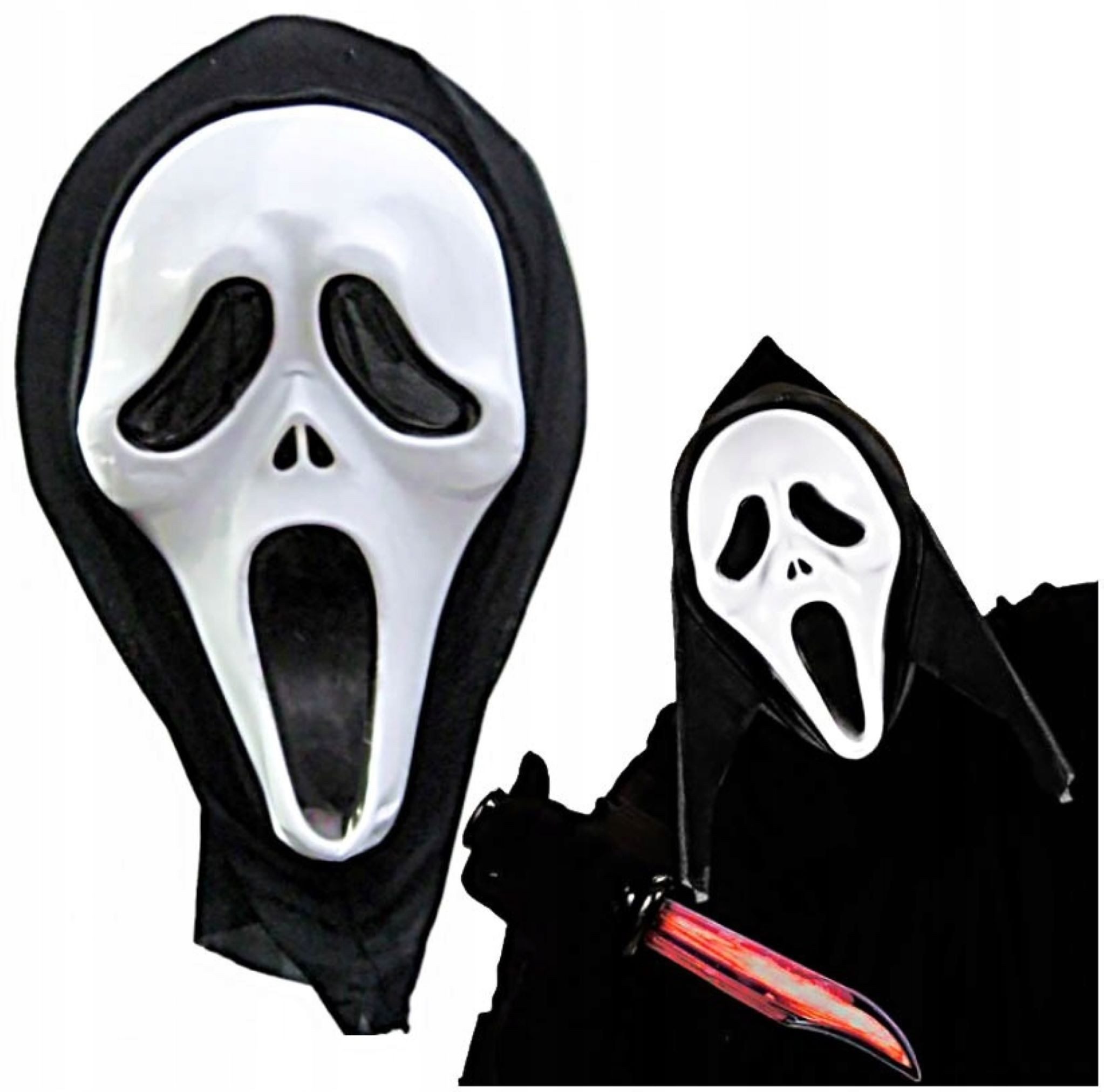 Festivalartikel Kostüm Gruselige "Scream"-Maske mit Kapuze für Halloween und Kostümpartys.