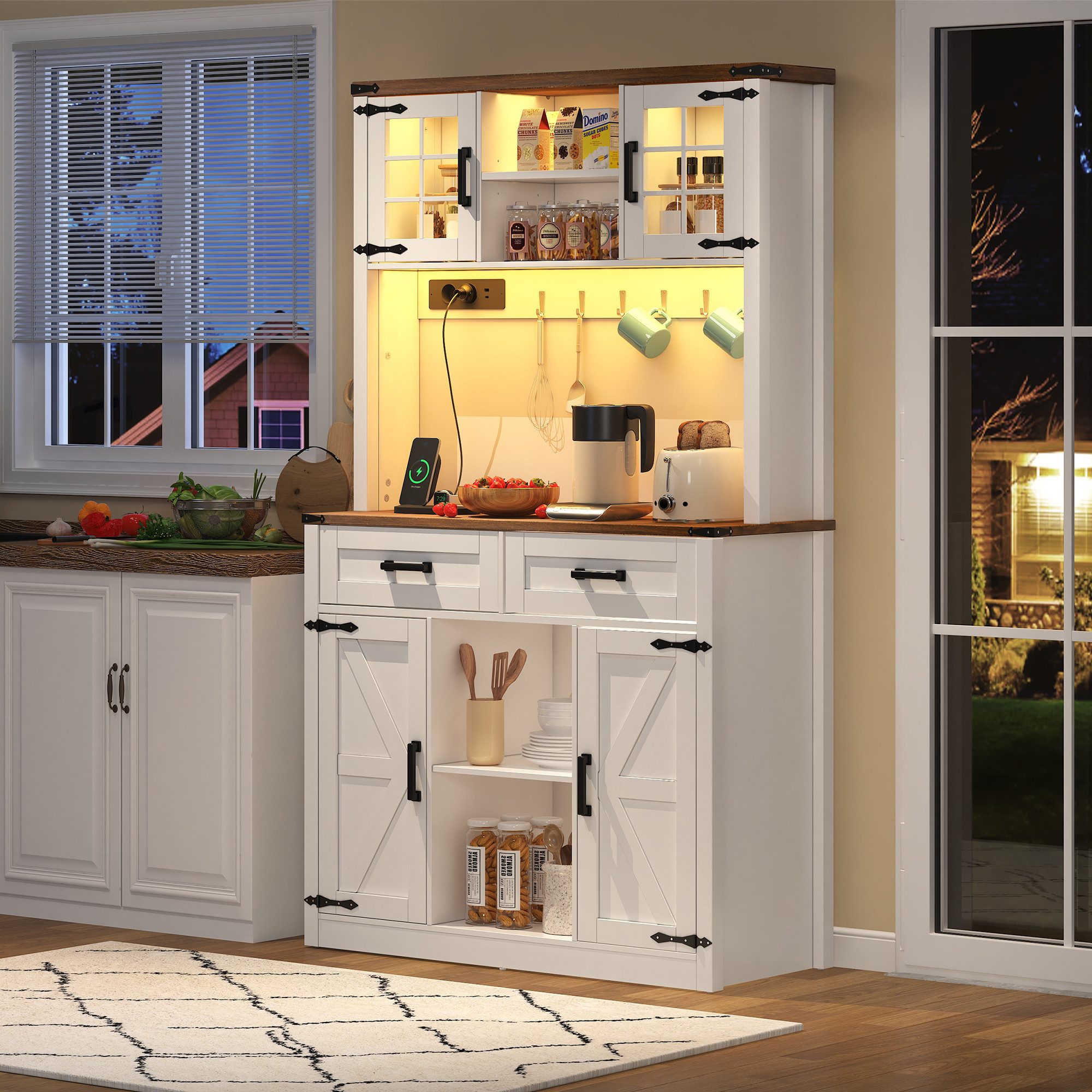 OKWISH Sideboard Buffet-Schrank (Rustikaler Barschrank mit LED-Beleuchtung, günstig online kaufen