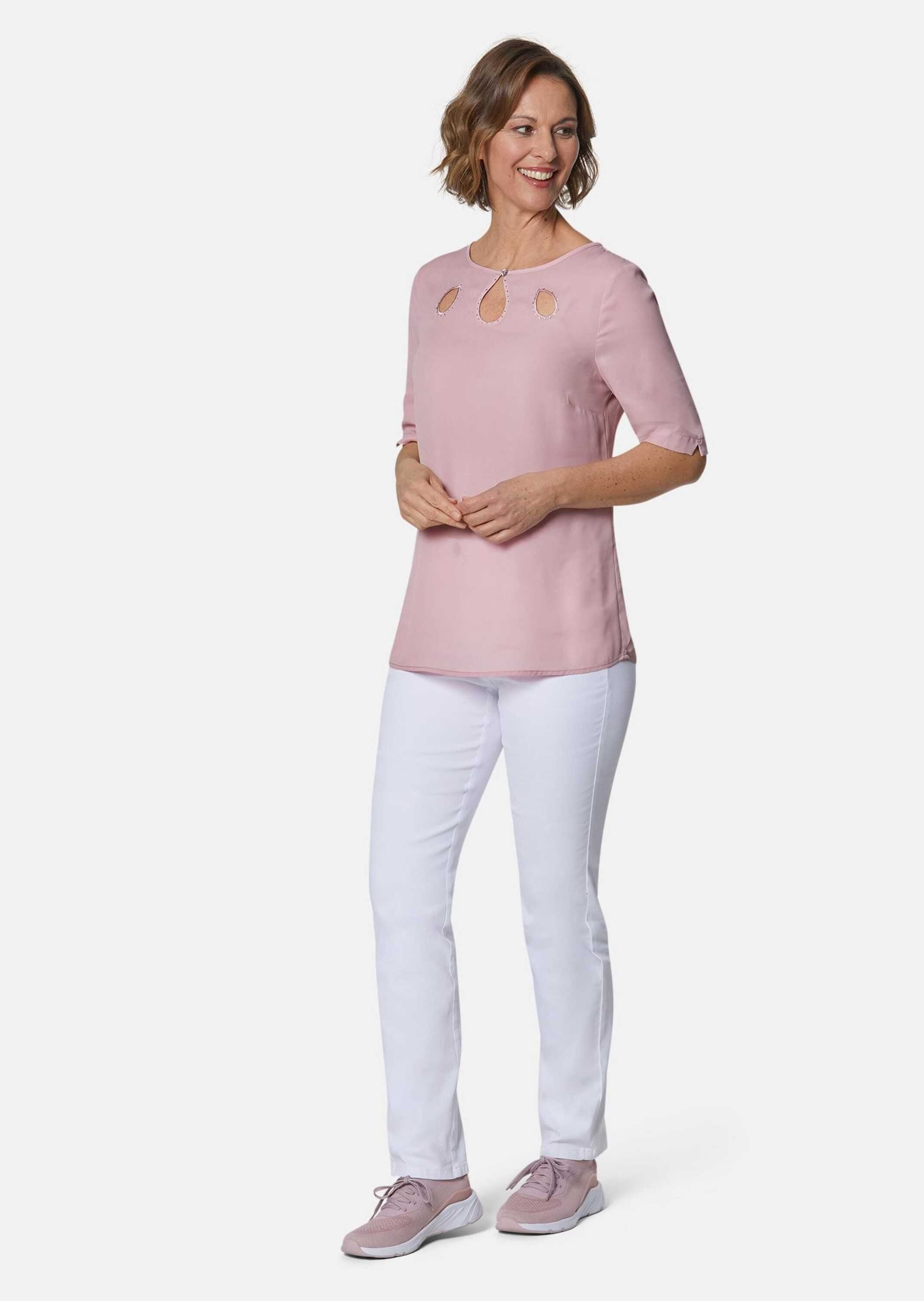 GOLDNER Kurzarmbluse Feminine Bluse mit aufregender Ausschnittlösung günstig online kaufen