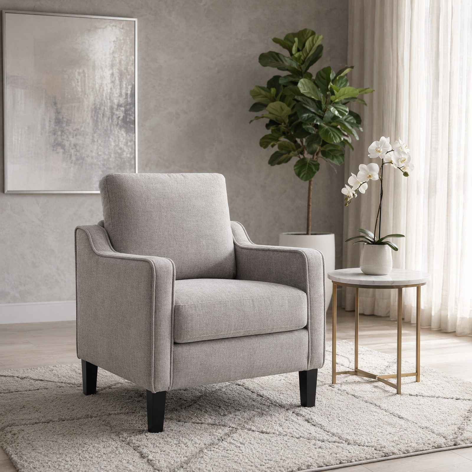 TLGREEN Loungesessel Accent Sessel mit Kissen,Chenille Polstersessel – 75×71×90 cm (Bequemes Einzelsitz-sofa),Lesesessel bequem, fur Wohnzimmer, Büro & Wohnung,Apartment