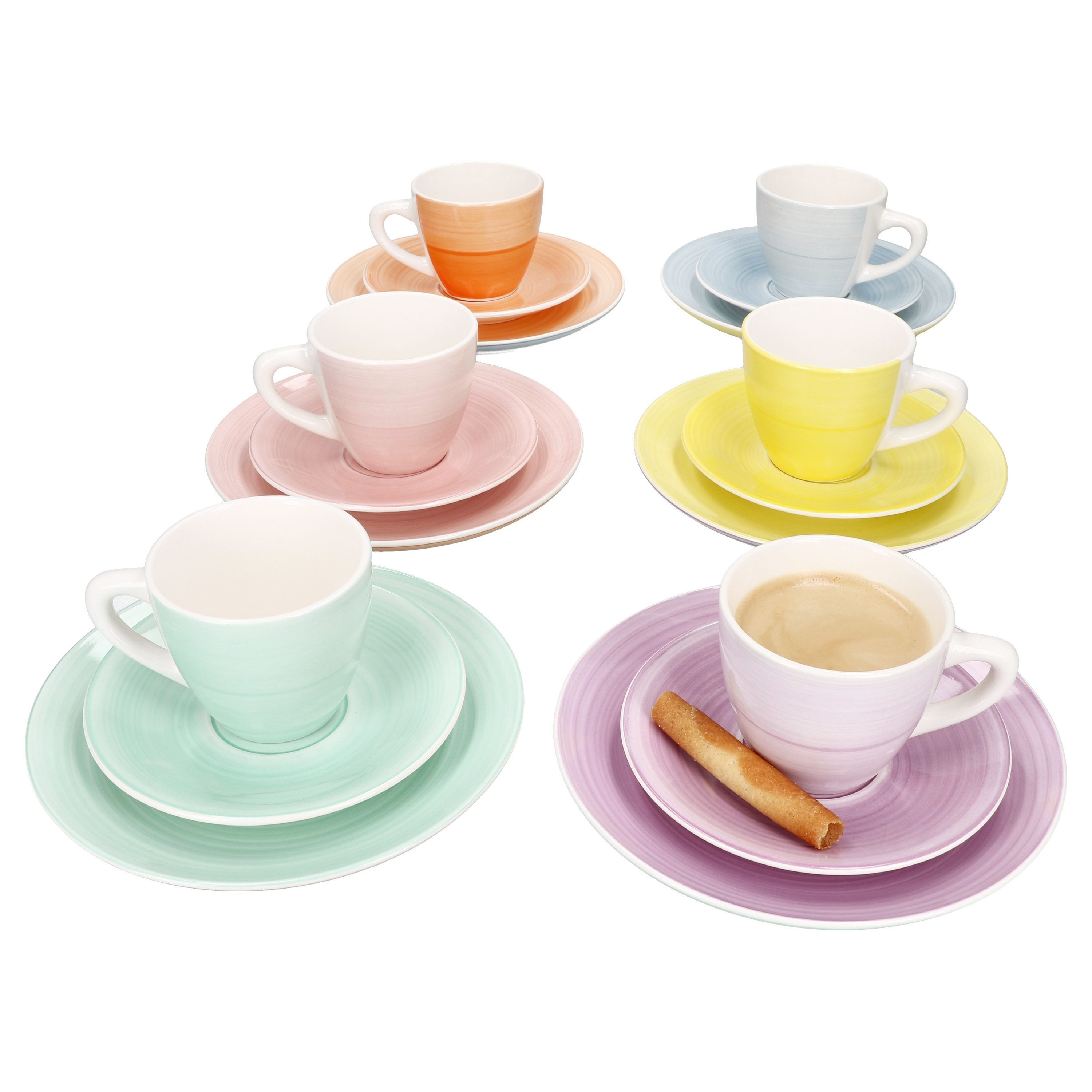 MamboCat Kaffeeservice MamboCat Spring 18tlg Kaffeeservice bunt Tassen Untertassen Teller, Steingut