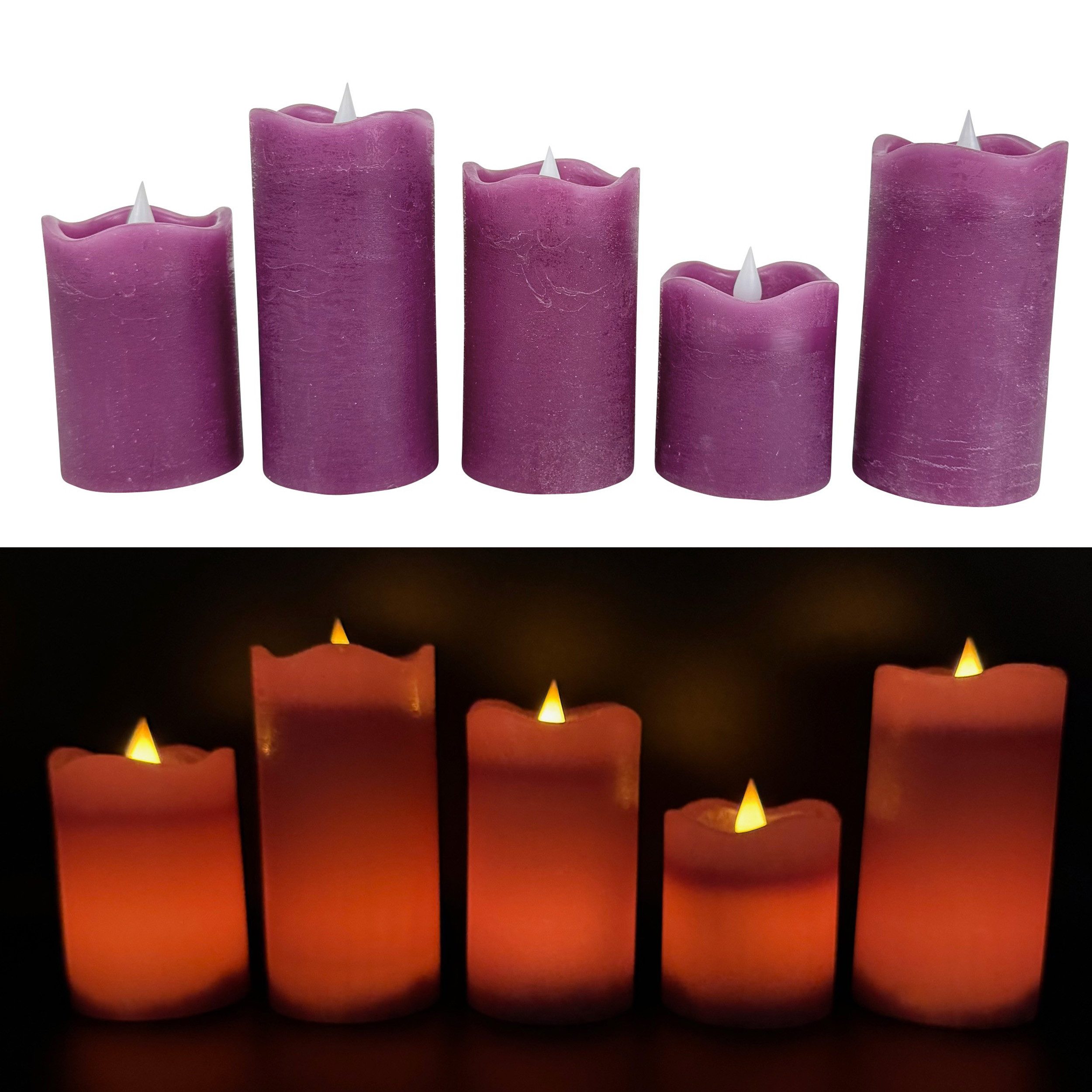 Online-Fuchs LED-Kerze 5 Декоративные светильники aus Echtwachs mit 6-Stunden Timer (realistische Свечиflamme, Rot, Weiß, Creme, Grün, Altrosa, Lila, Orange), ruhiges Standlicht oder natürliches Flackern - Long Shine Funktion!