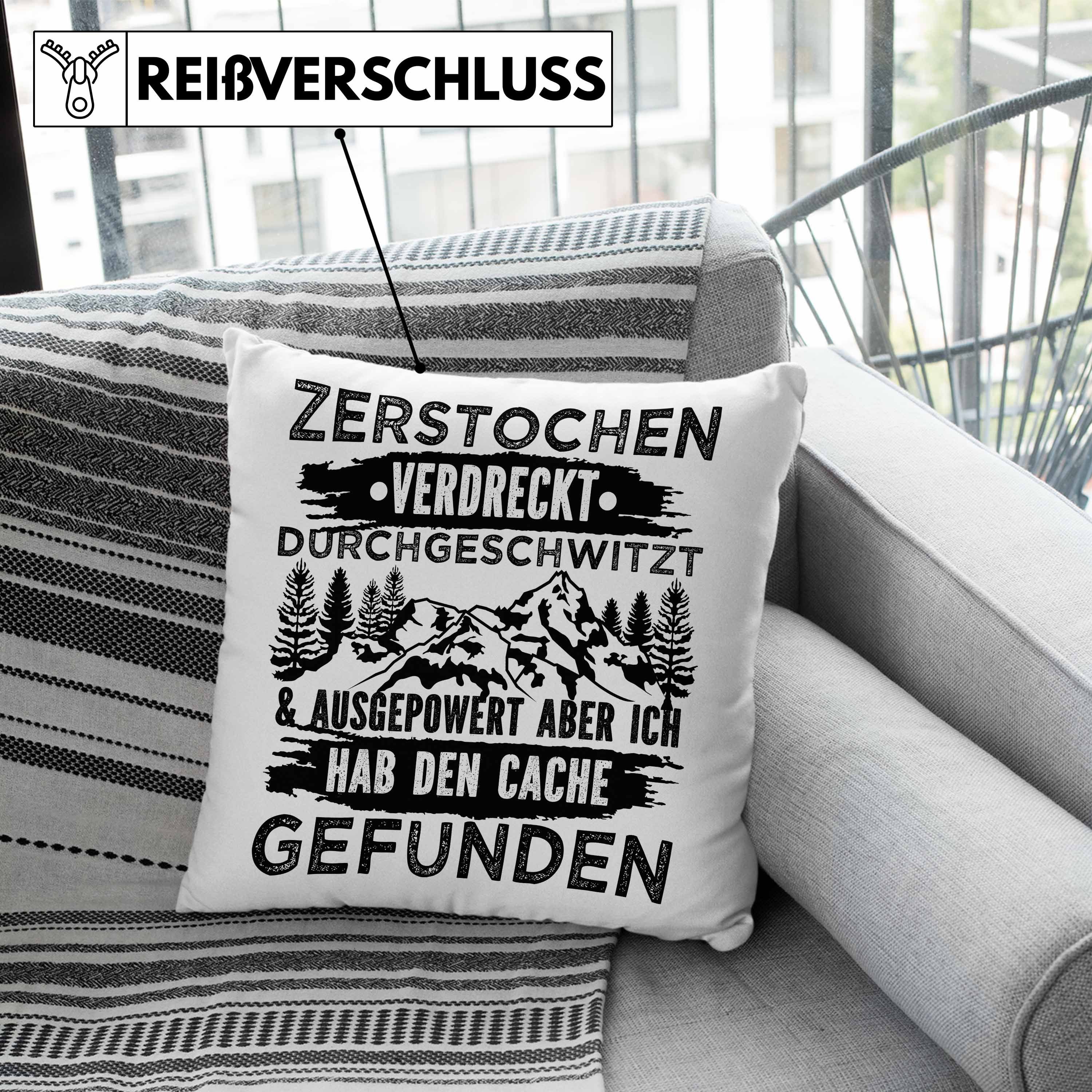 Pfadfinder Kissen Trendation Noch mit Füllung Geocaching Einen Trendation Nur Geschenk - Dekokissen 40x40 Ausgepowert Dekokissen Geschenkidee GPS-Schnitzeljag Geburtstag Geocacher Grün