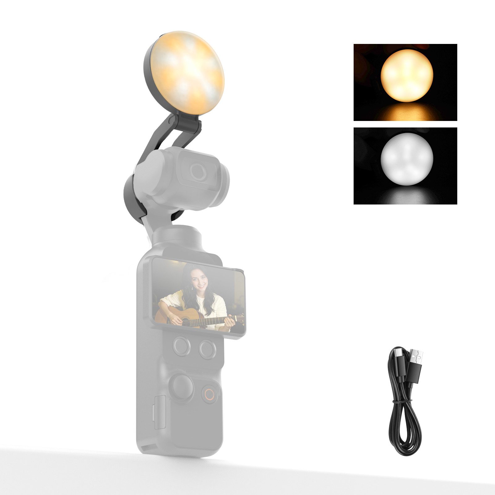 Neewer Videoleuchte Mini LED Aufhellleuchte kompatibel mit DJI OSMO Pocket 4/Pocket 4 Pro, Zusatzbeleuchtung Gimbal Kamerazubehör 1W CRI 95 200mAh 3 CCT Modi