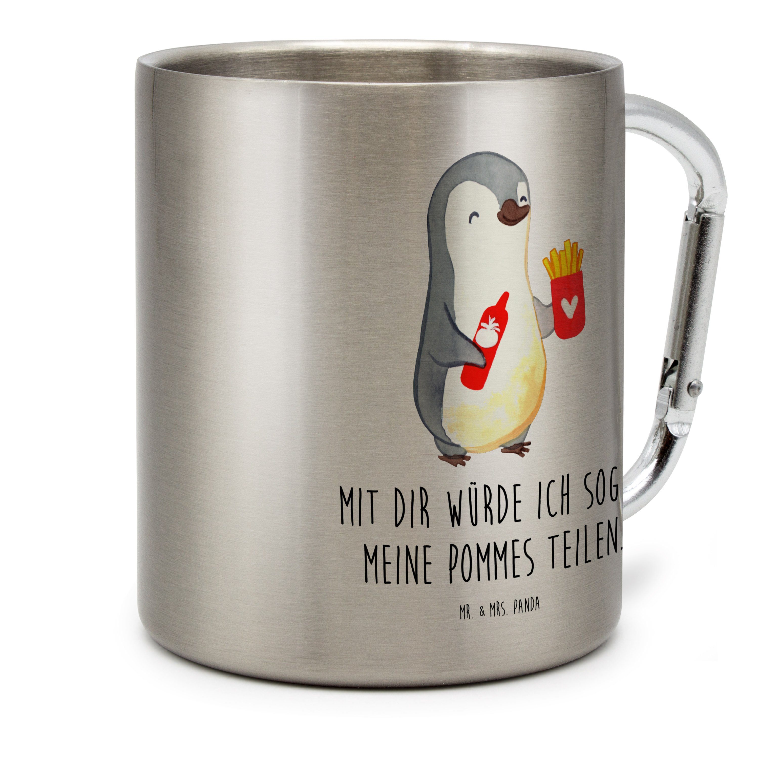 Mrs. Outdoo, Panda Pommes & - - Transparent Edelstahl Tasse Mr. Geschenk, Karabiner, Jahrestag, Pinguin