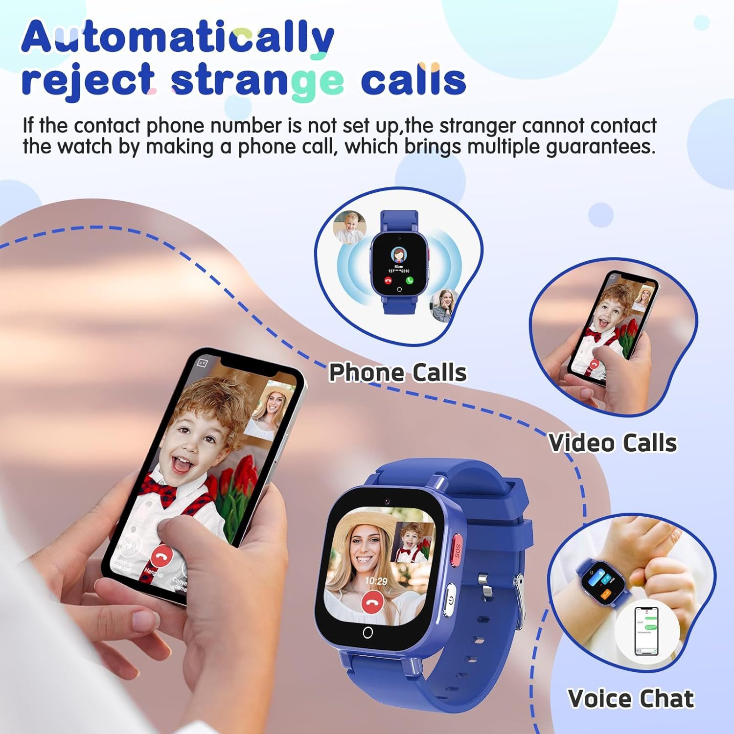 CATGIFF CATGIFF-SW001 Smartwatch (2,5 cm, sim-karte), Kinder Smartwatch mit sicheren Funktionen