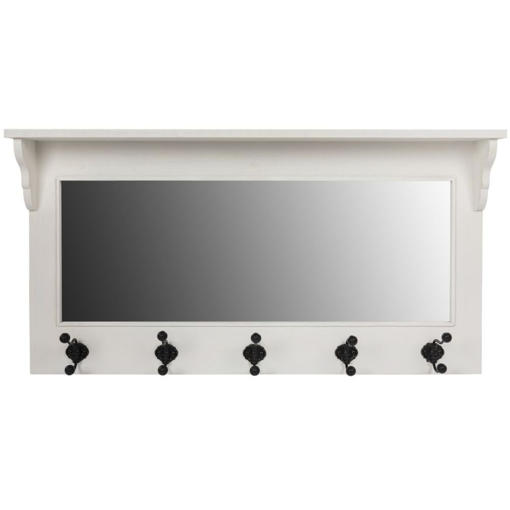 LebensWohnArt Garderobenhalter Landhaus Spiegelgarderobe LEA 95cm weiss Shabby-Chic