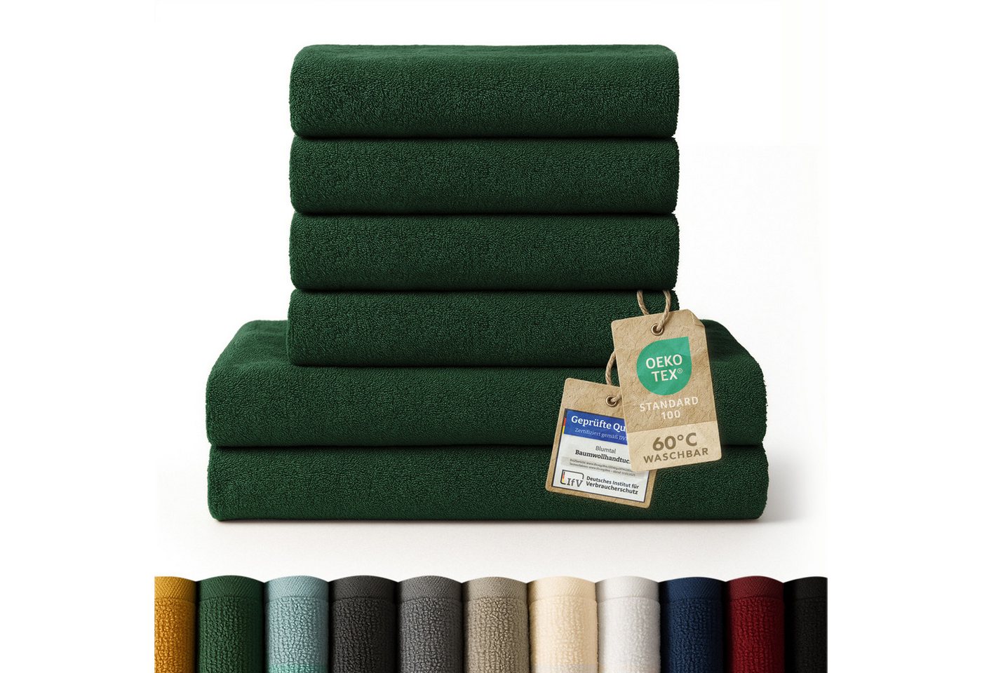 Blumtal Handtuch Set Premium 4/6-tlg. Frottier Dusch- (70x140 cm) & Handtuch (50x100 cm), Frottee (Set, 6-St), 100% Baumwolle, Oeko-TEX Zertifiziert