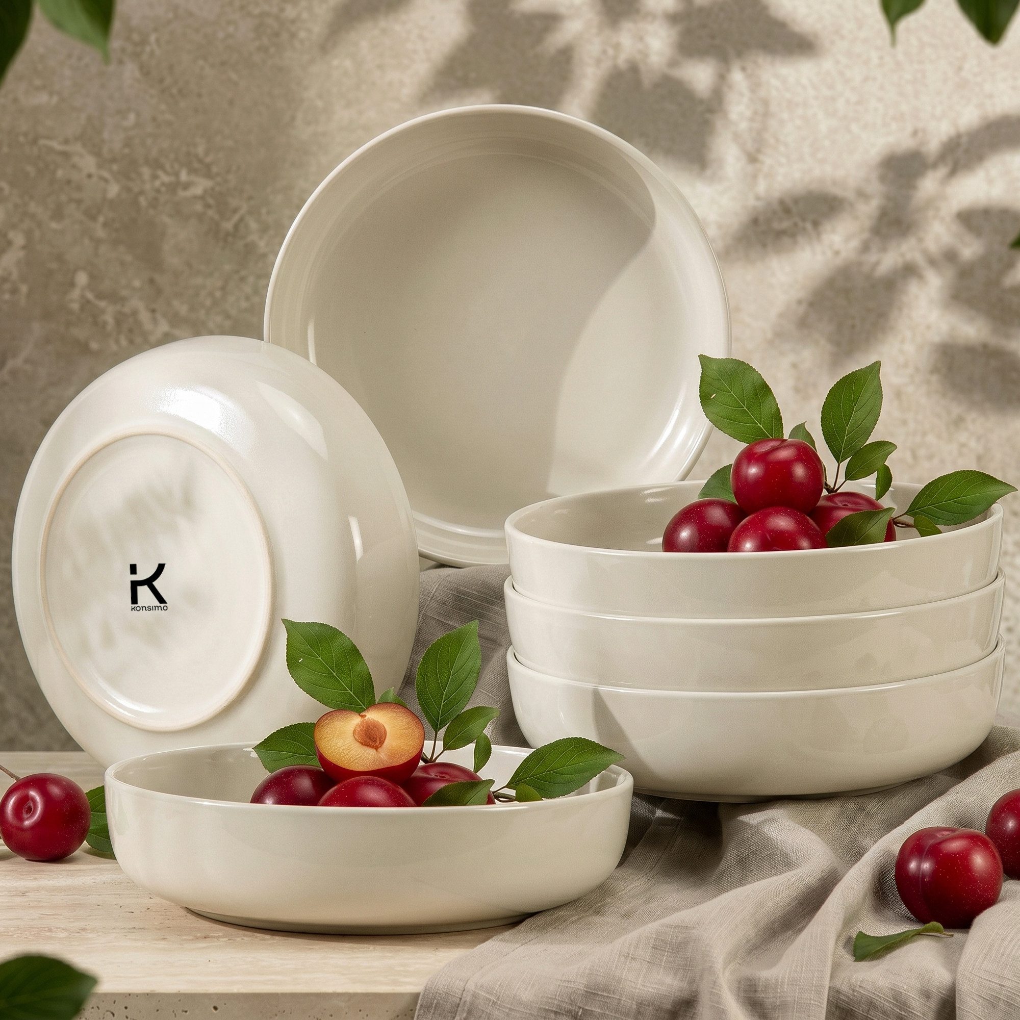 KONSIMO® Teller-Set VICTO Tafelservice hergestellt in der EU (6-tlg), 6 Personen, Steingut, spülmaschinengeeignet, mikrowellengeeignet, 6x Suppenteller
