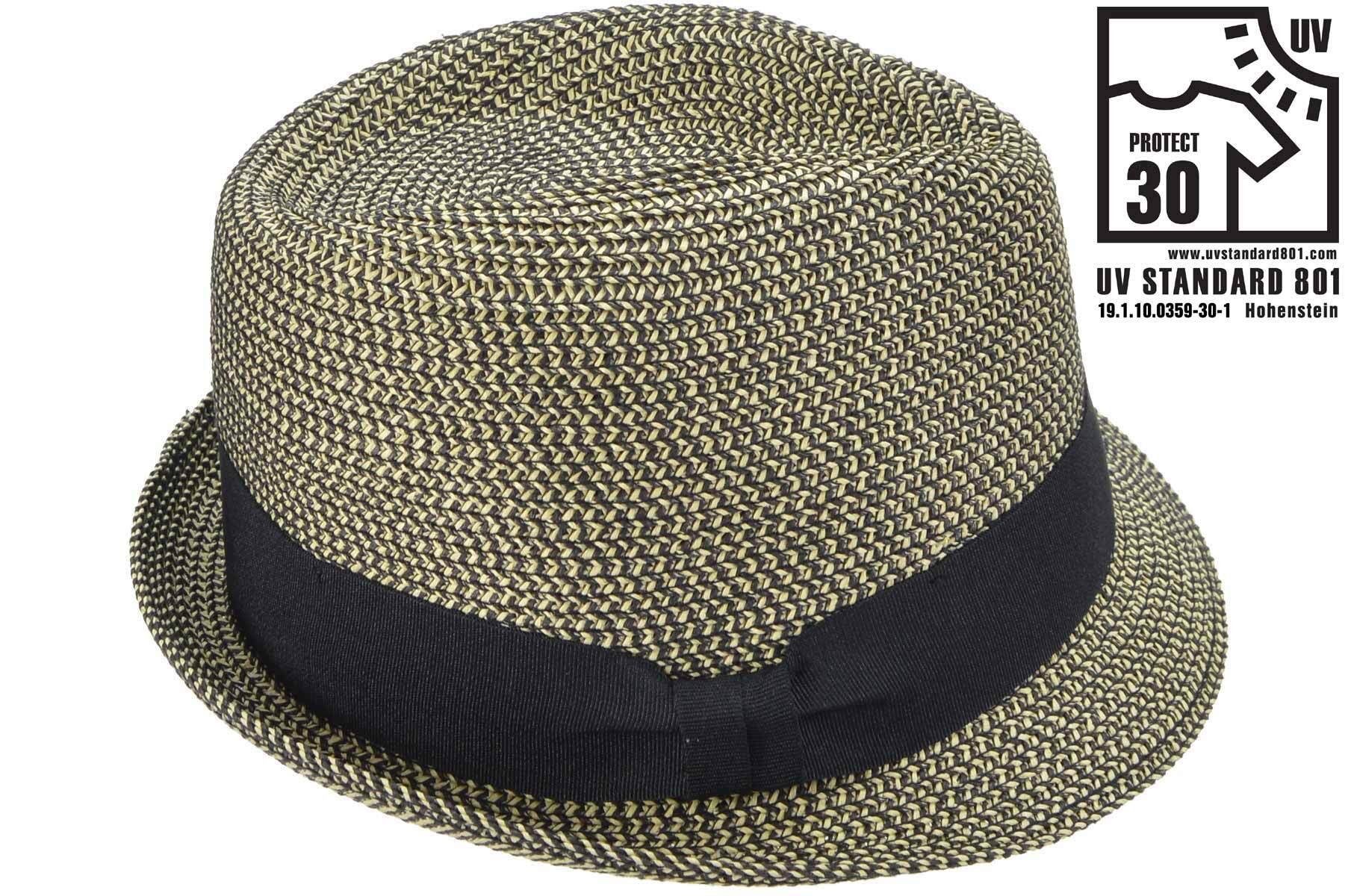 Trilby Papierstroh Mix Trilby mit Ripsband Umlage 54892-0