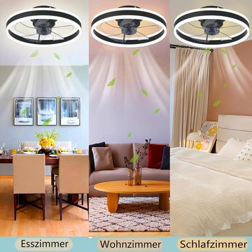 Sross Deckenventilator Deckenlüfter Mit Beleuchtung, Fernbedienung Deckenlampe, LED Deckenleuchte mit Ventilator, Leise Ventilator Licht