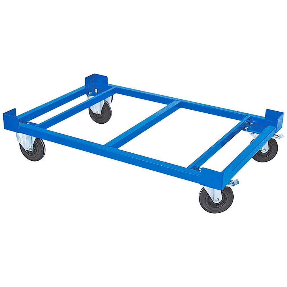 BRB-Lagertechnik Transportwagen Fahrgestell für Paletten, Gitterboxen, Behälter, LxBxH 1220x820x330 mm, Leistungsstarke Transporthilfe zur Beförderung schwerer Lasten