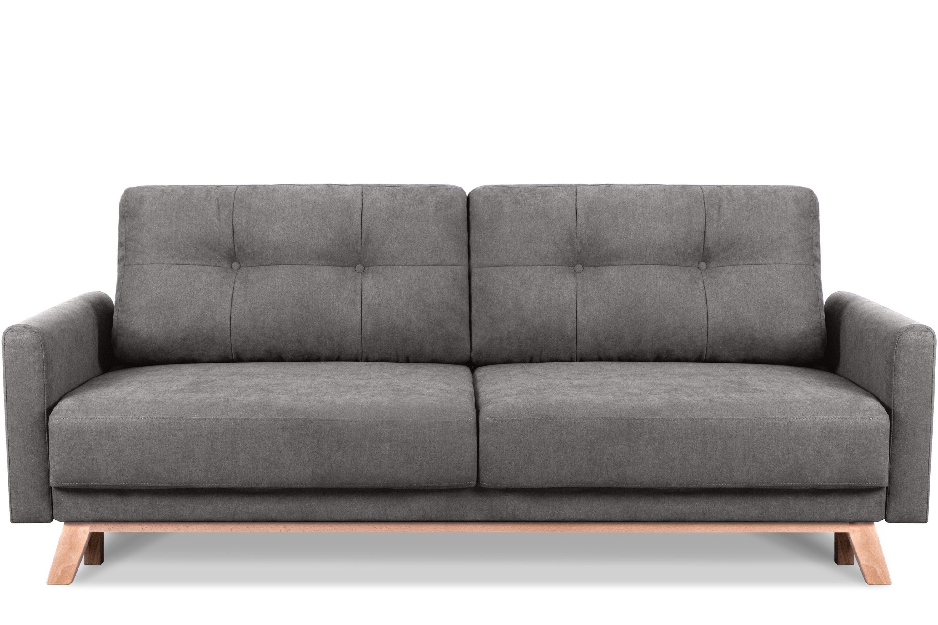 Konsimo Schlafsofa VISNA Sofa 3 Personen, ausziehbare Liegfläche 193×146 grau | grau | grau