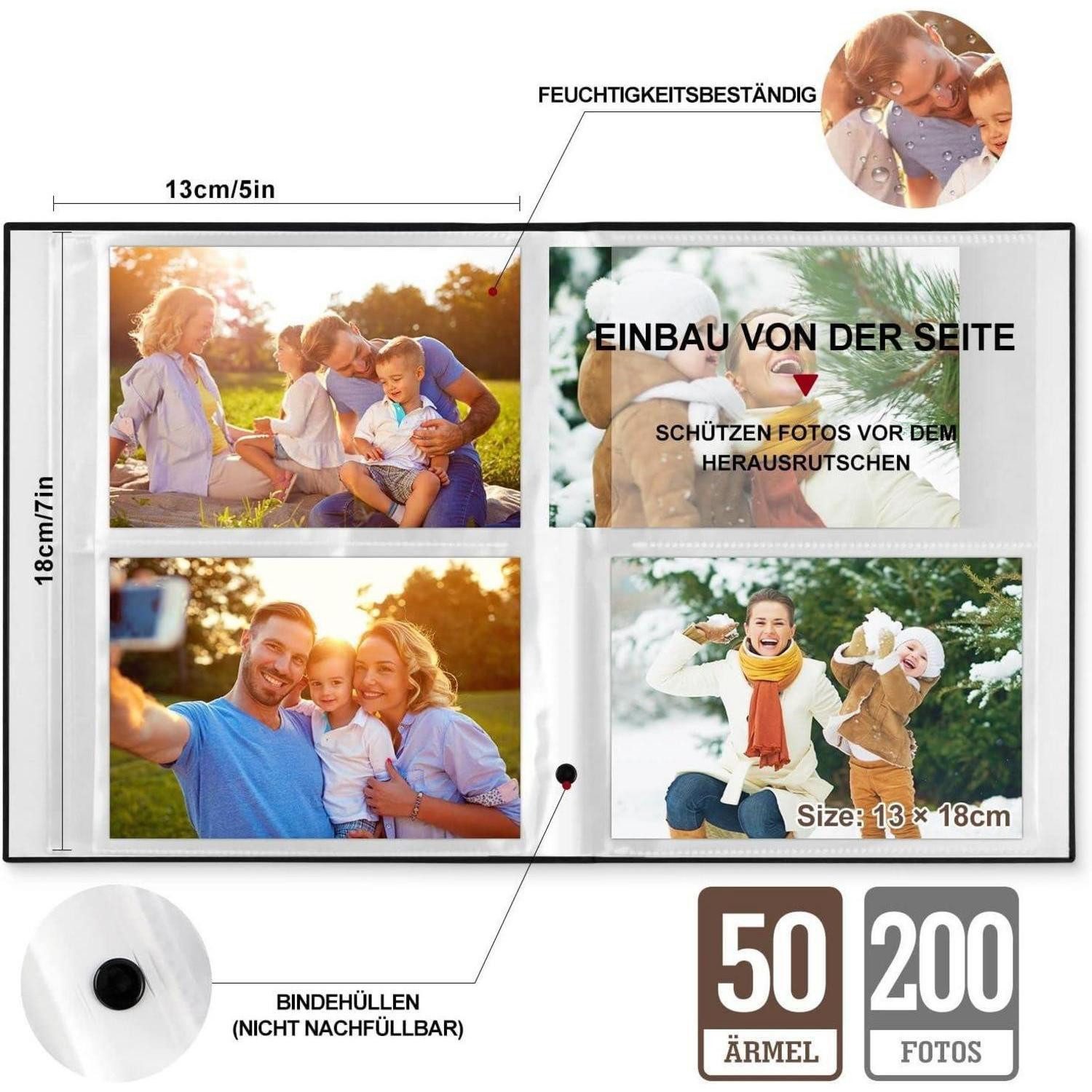 Mareli Fotoalbum Weiß Mit Taschen Für 200 Fotos 13x19 Cm - Herzprägung & Geschenkbox
