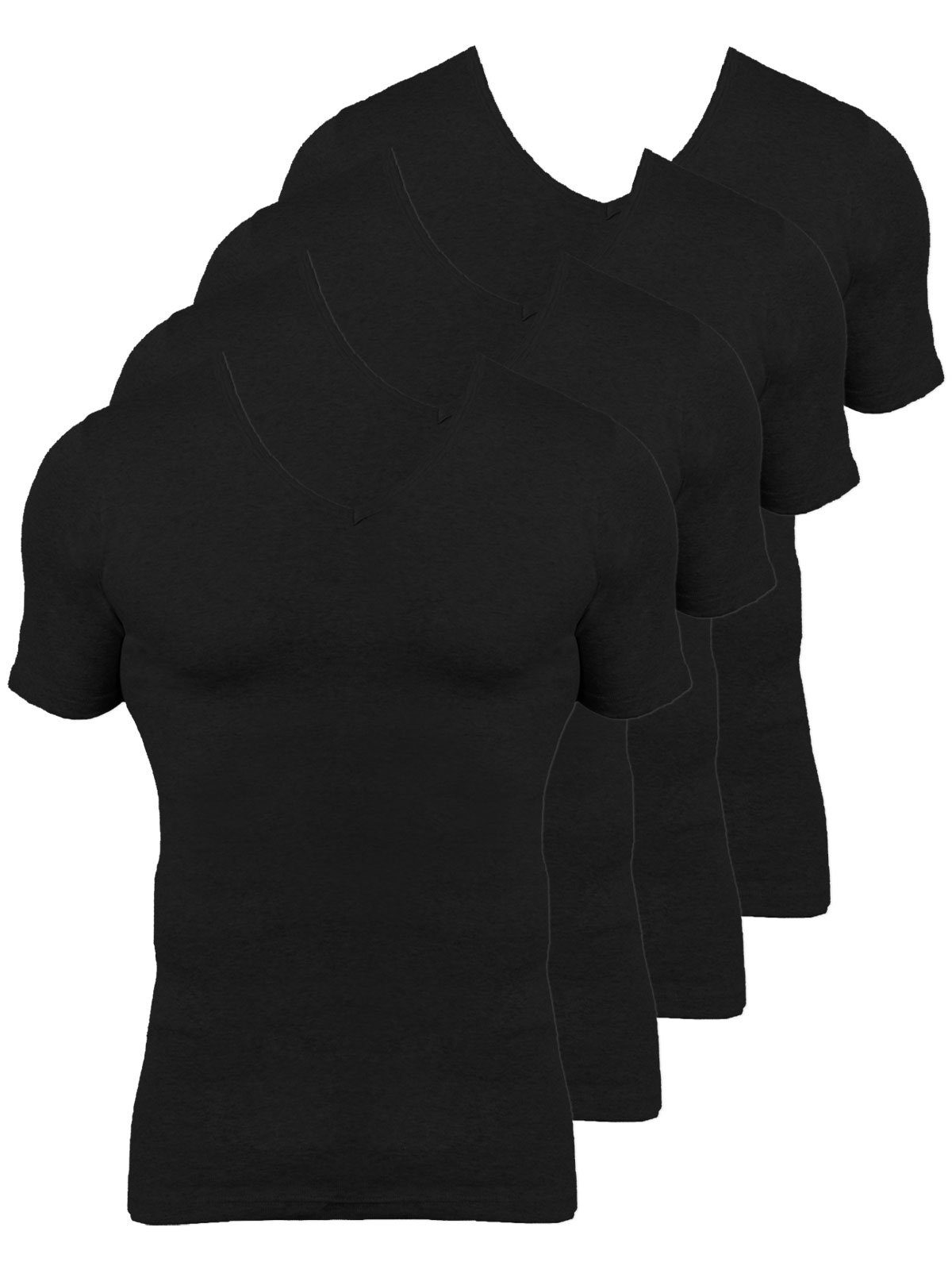 KUMPF Unterziehshirt 4er Sparpack Herren T-Shirt Bio Cotton (Spar-Set, 4-St) hohe Markenqualität schwarz | Unterhemden