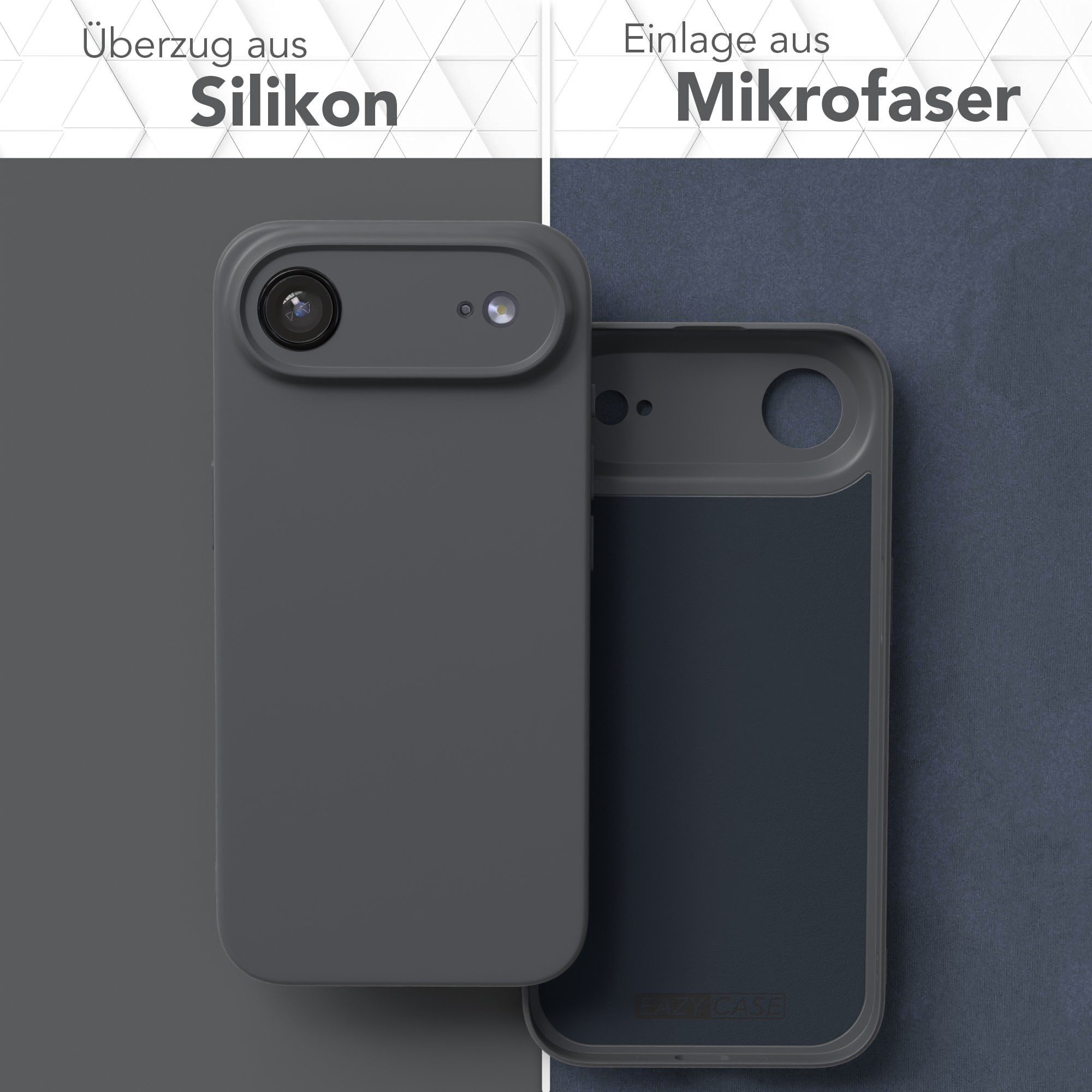 EAZY CASE Handyhülle für Apple iPhone Air Hülle Silikon 6,5 Zoll, Hülle mit Kameraschutz Handycase Soft Smart Slimcover matt Dunkelgrau