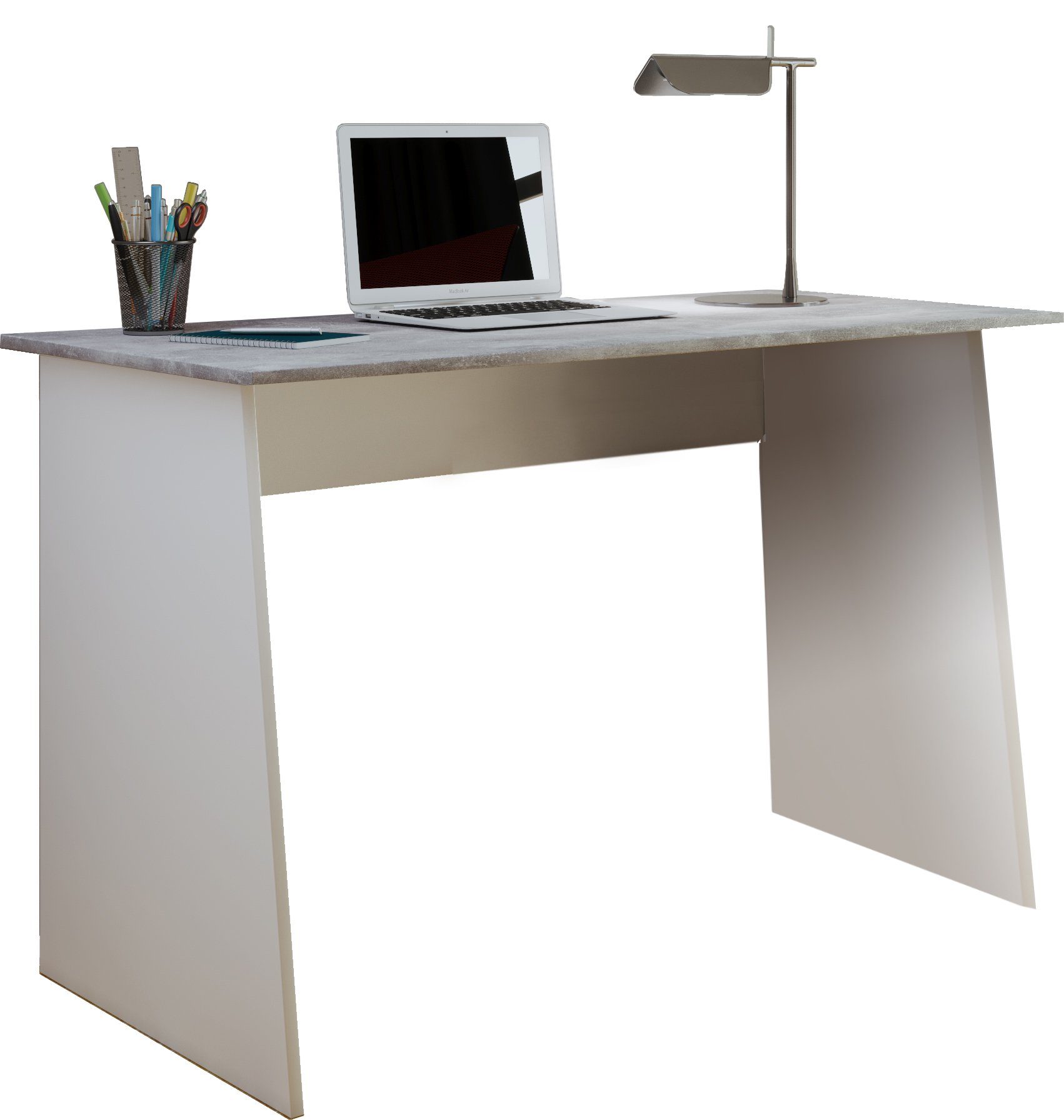 Masola / Schreibtisch Beton-Optik VCM Weiß Maxi Holz Computertisch Schreibtisch