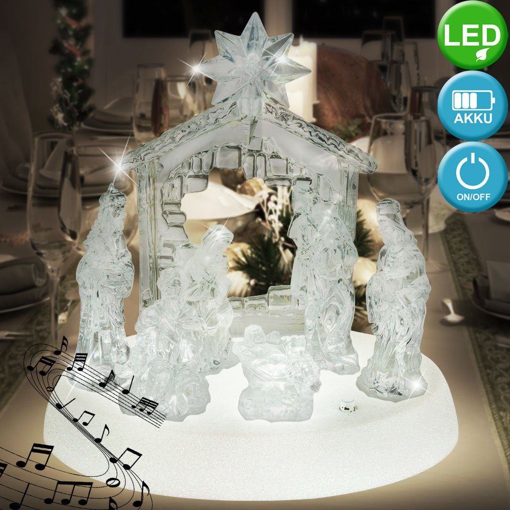 etc-shop Weihnachtsfigur, Design Tisch Leuchte Musik Krippe Figuren X-MAS Wohnraum