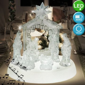 etc-shop Weihnachtsfigur, Design Tisch Leuchte X-MAS Krippe Figuren Musik Wohnraum